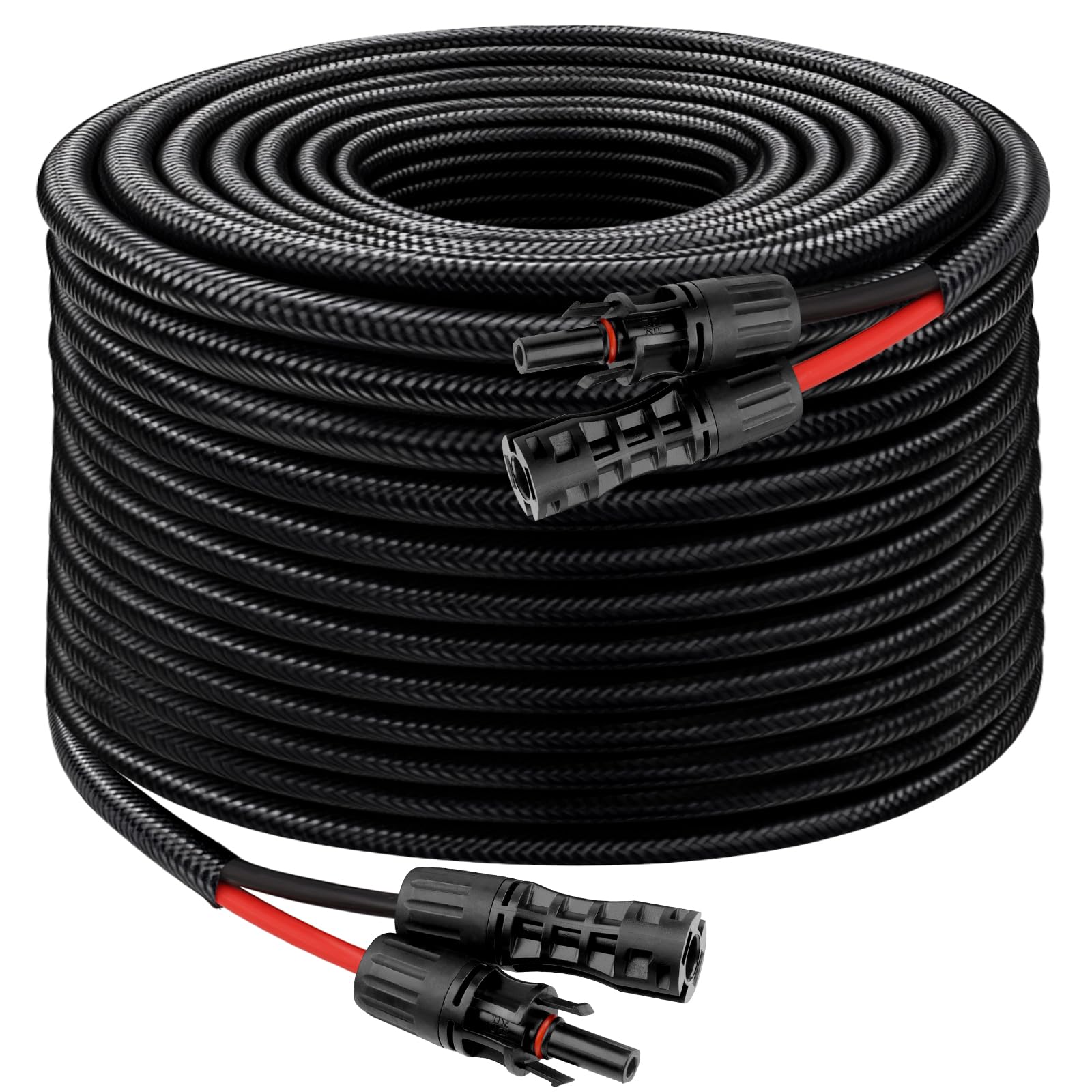 XRDS -RF Solar Cable 100FT, 8AWG Solar Extension Cable with Male &amp; Female Solar Connectors, Flame-Retardant Protective Sleeving Solar Panel Cable, Weatherproof PV Wire for Solar Panel Connection