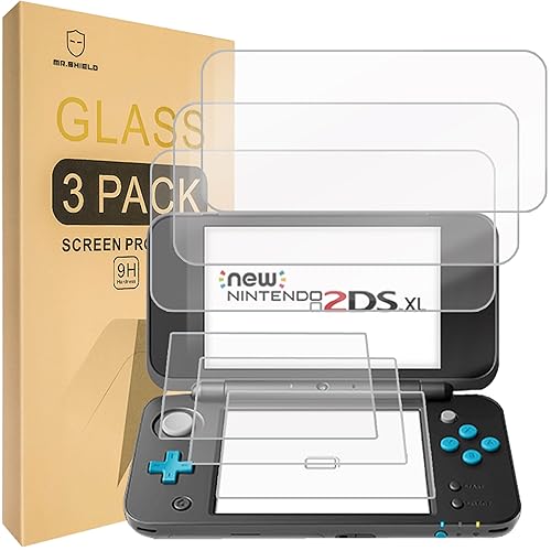 Mr.Shield 3-PACK Designed For Nintendo 2DS XL 2017 3x Top Glass + 3x Bottom Anti-Glare PET Screen Protector with Lifetime Replacement