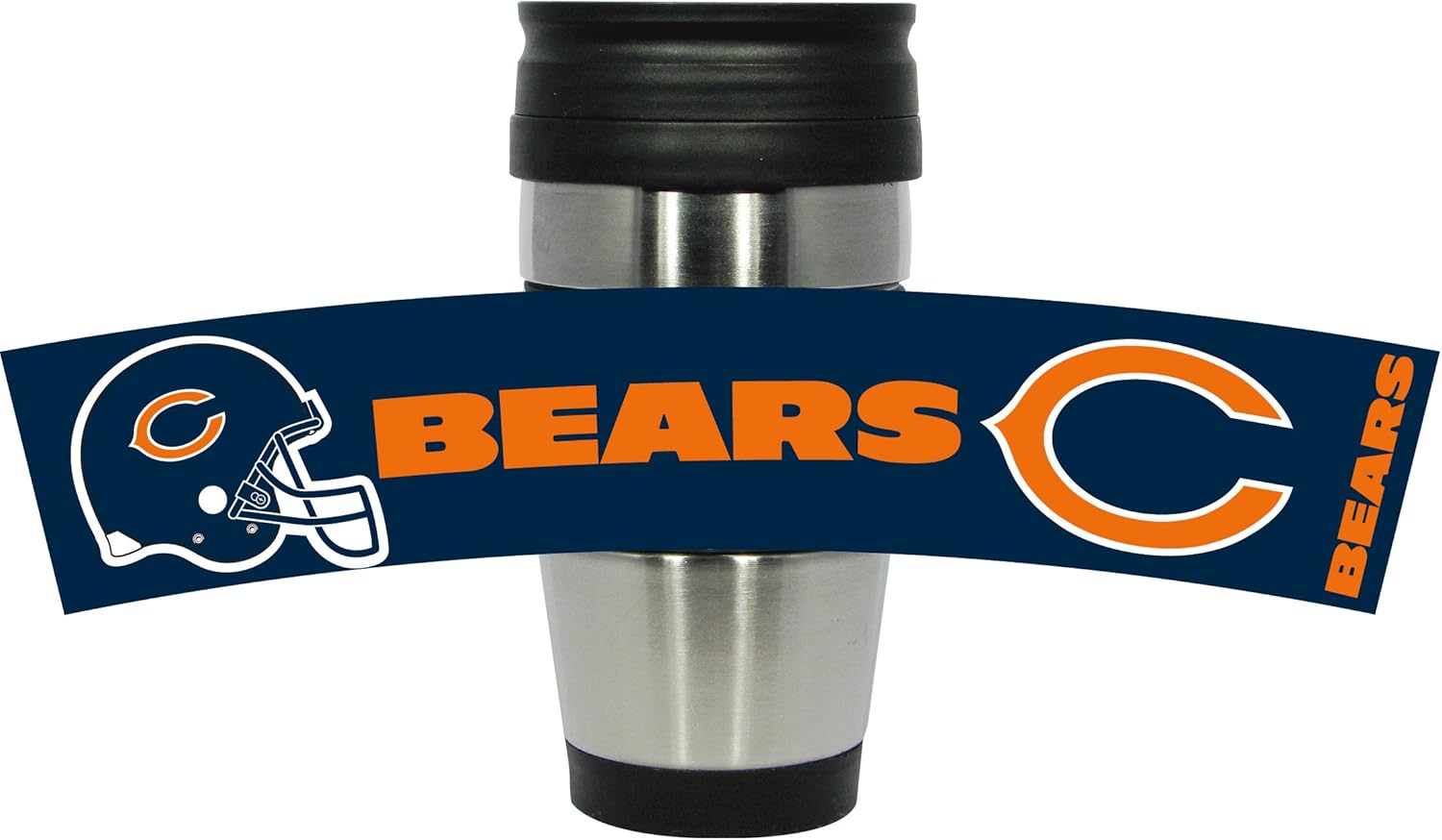 Hunter Manufacturing NFL Chicago Bears Stainless Steel Travel Tumbler with 3D Logo Wrap, 15-Ounce, Silver