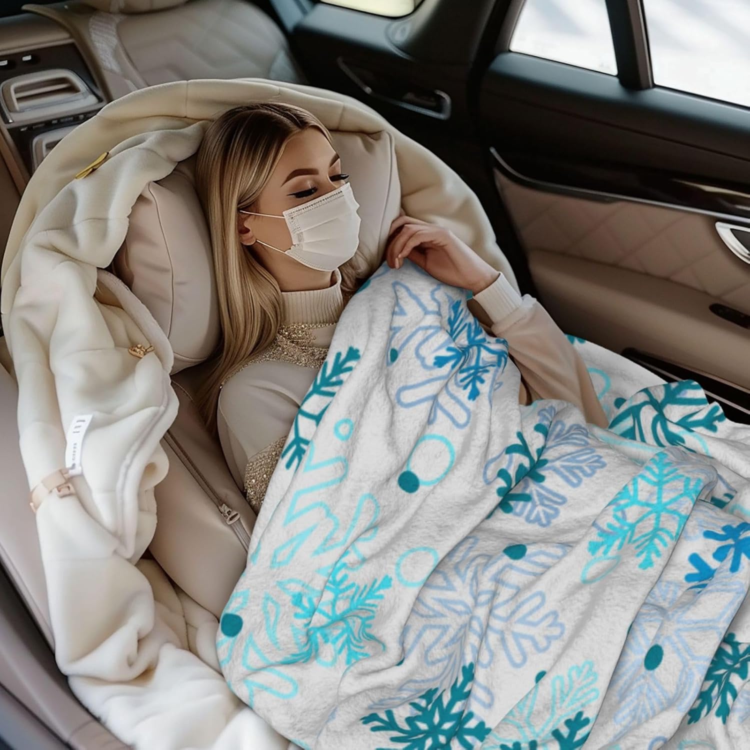 Perinsto Christmas Winter Snowflakes Throw Blanket Ultra Soft Warm All Season Decorative Fleece Blankets for Bed Chair Car Sofa Couch Bedroom 80"X60"