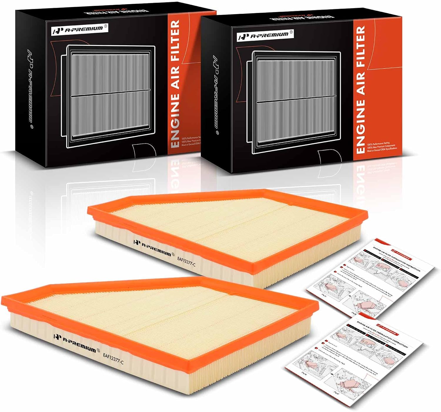 A-Premium Left and Right Engine Air Filter Compatible with BMW E53 Series X5, 2007 2008 2009 2010, V8 4.8L, Replace# 13717548898