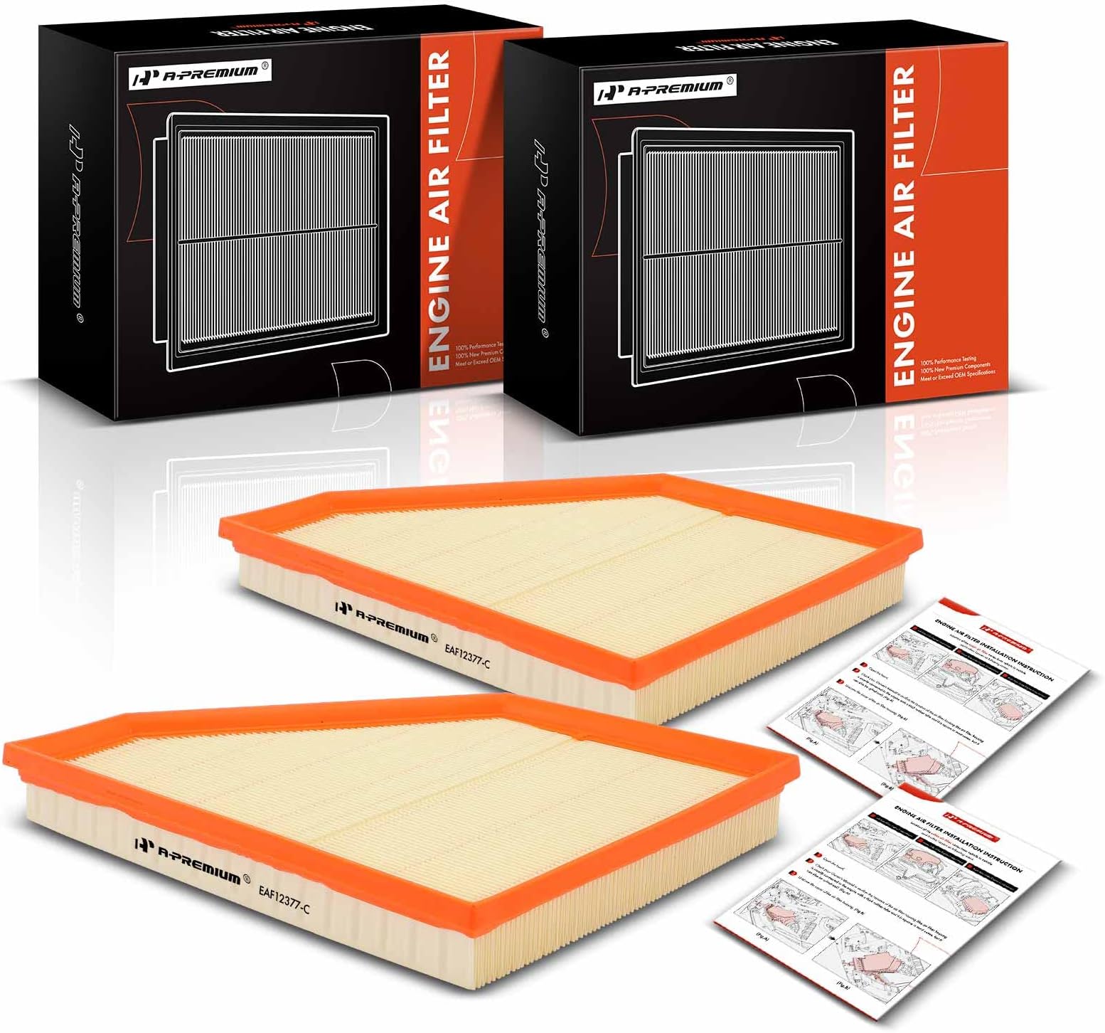 A-Premium Left and Right Engine Air Filter Compatible with BMW E53 Series X5, 2007 2008 2009 2010, V8 4.8L, Replace# AF3913, 13717548898