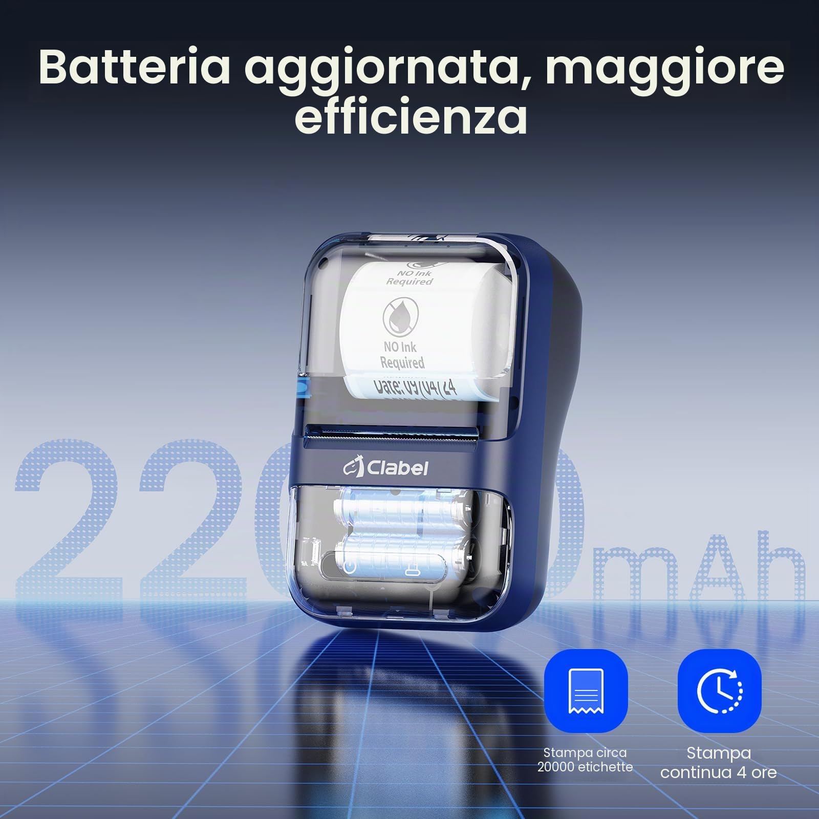 CLABEL Mini Stampante Etichette Portatile: 230B Bluetooth Termica Etichettatrice Adesive Codice a Barre Compatibile con iOS e Android Label Printer con 3 Rotolo di Etichette per Ufficio(230B-Nero)