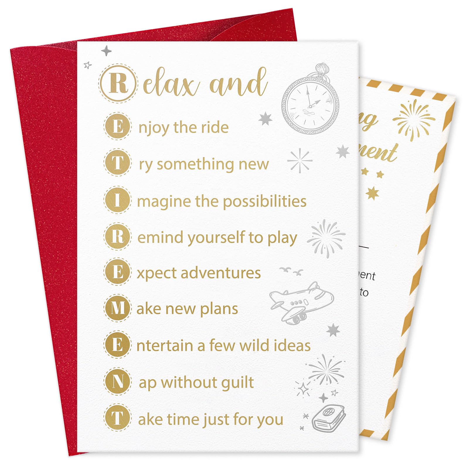 D24TIME Teacher Retirement Cards for Woman - 5.5x8 Happy Retirement Gifts for Woman Man Retired Gift Card from Boss for Coworker Friend (White &