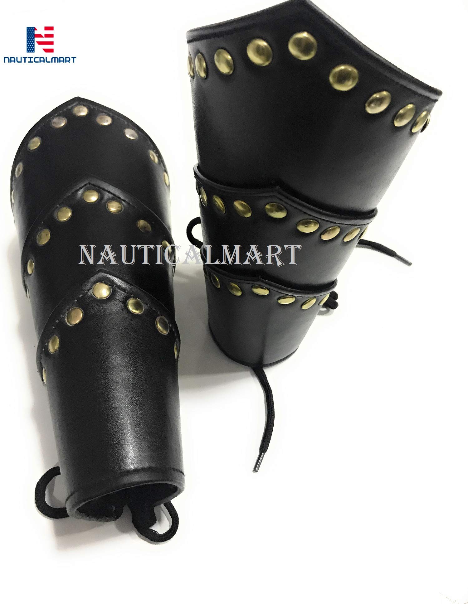 HandMade Leather Arm Guard Blow Hand Swordsman Vambraces One Size Black