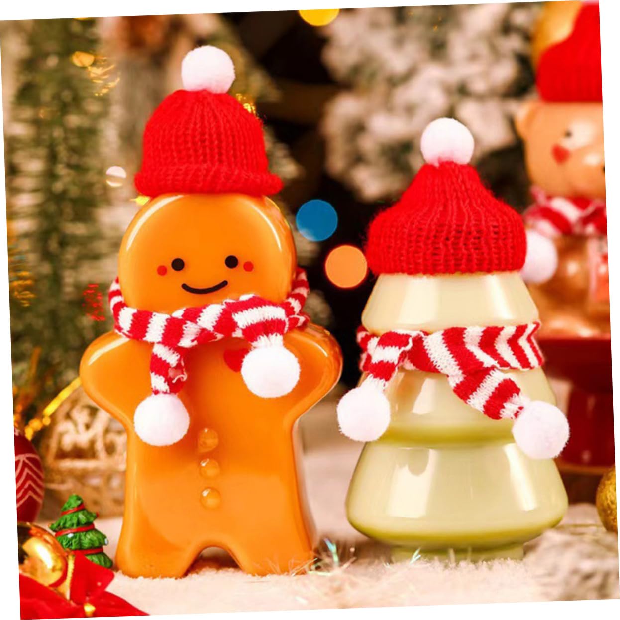 100 Pièces Mini Bonnets de Noël Tricotés et Écharpes Décoratives pour Bouteilles Tasses et Bricolage DIY Fête de Noël