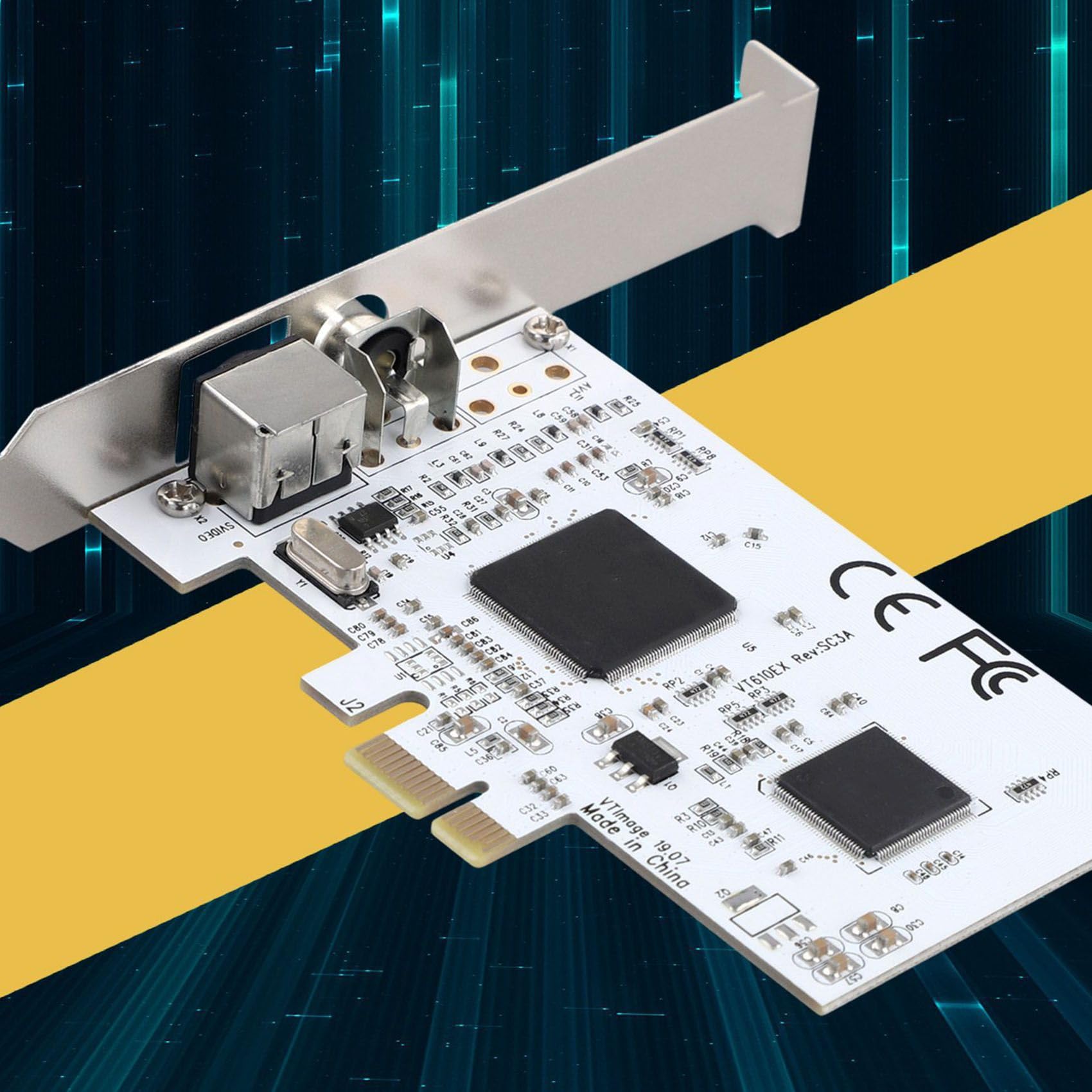 Cwmiibili 2X PCIE Expansion Card PCIE to AV Surveillance HD 640X480 Resolution Video Capture Card Image Capture Card