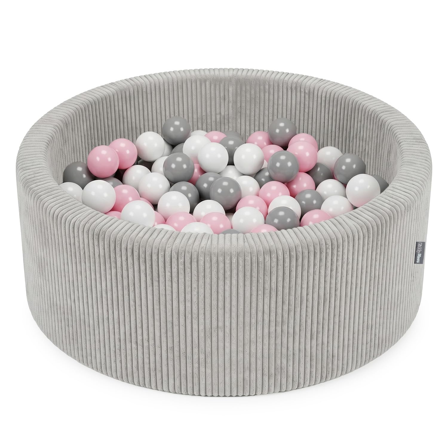KiddyMoon Ball Pit For Baby And Toddler, Soft Play Ball Pit, 90 X 30 Cm With 200 Balls, Soft Foam Ball Pool, Ribbed Washable Cover
