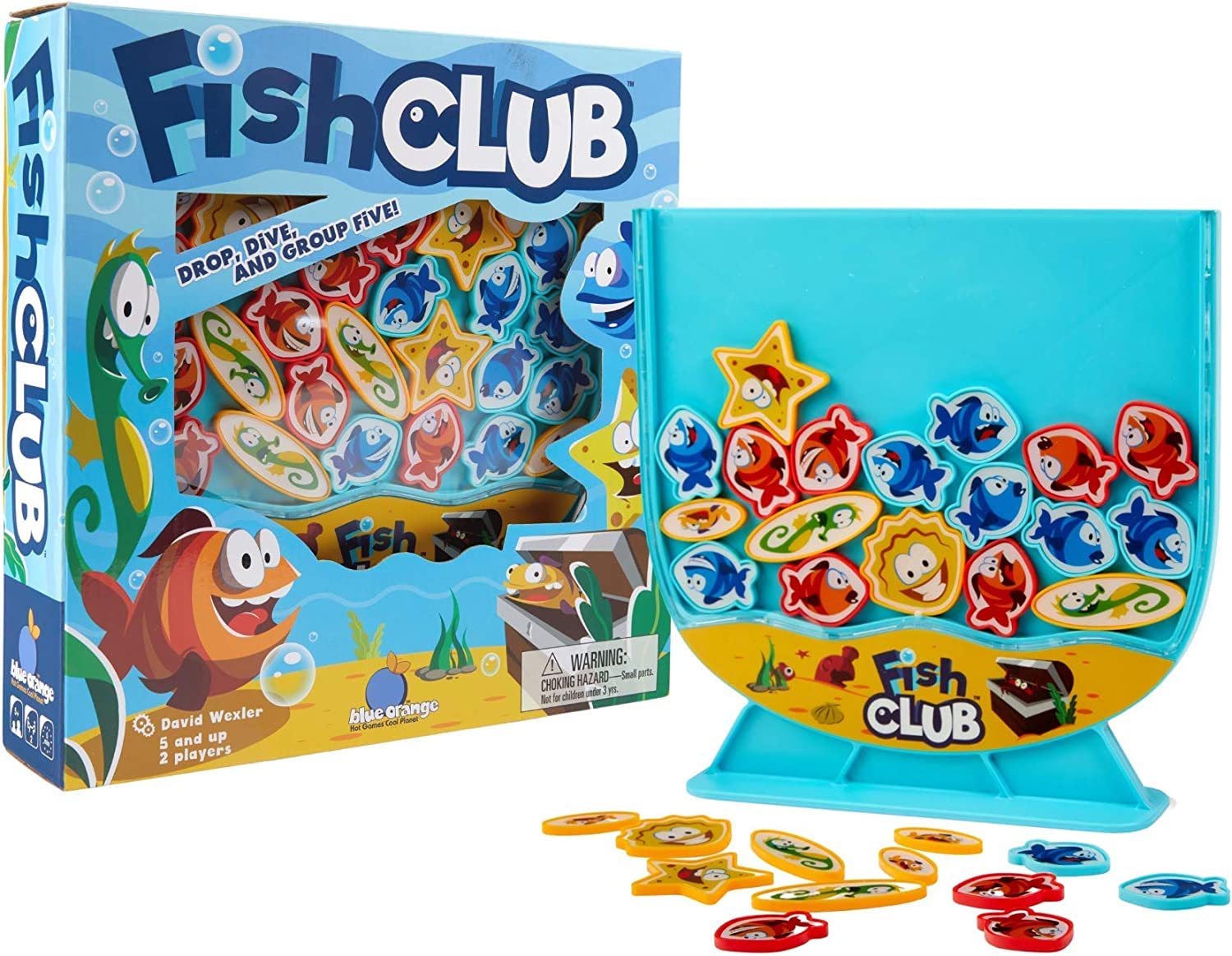Blue Orange Games Fish Club Game - Children’s Strategy Game for 2 Players, Ages 5 and Up. Toy of the Year Finalist. Includes 1 Fish Tank, 24 Pieces, Illustrated Rules