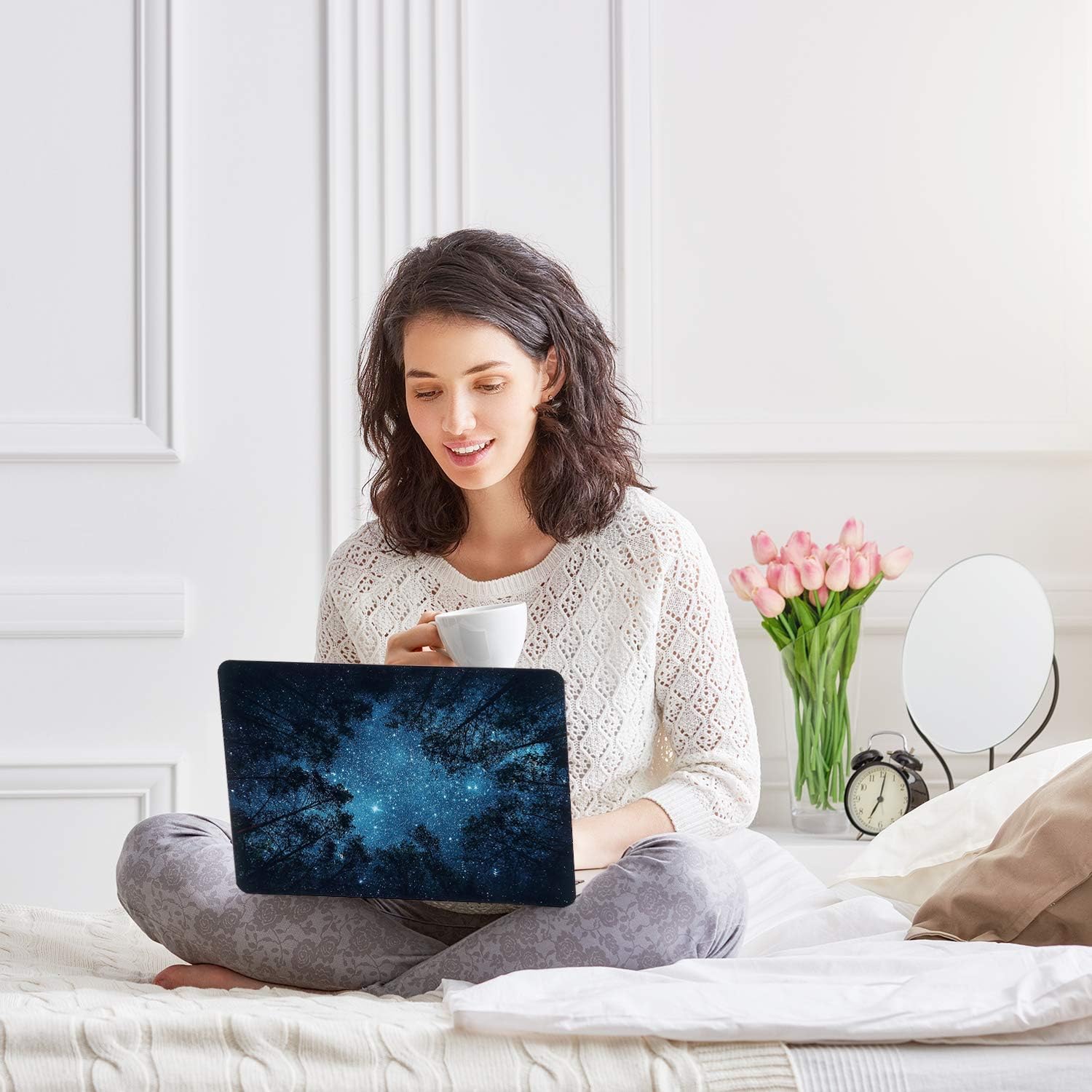 Case for MacBook Air 13.6 inch 2025 M4 A3240 M3 A3113 M2 A2681 2024 2023 2022 Release with Touch ID, Soft-Touch Plastic Hard Protective Cover&Keyboard Cover, Forest Starry - Image 3