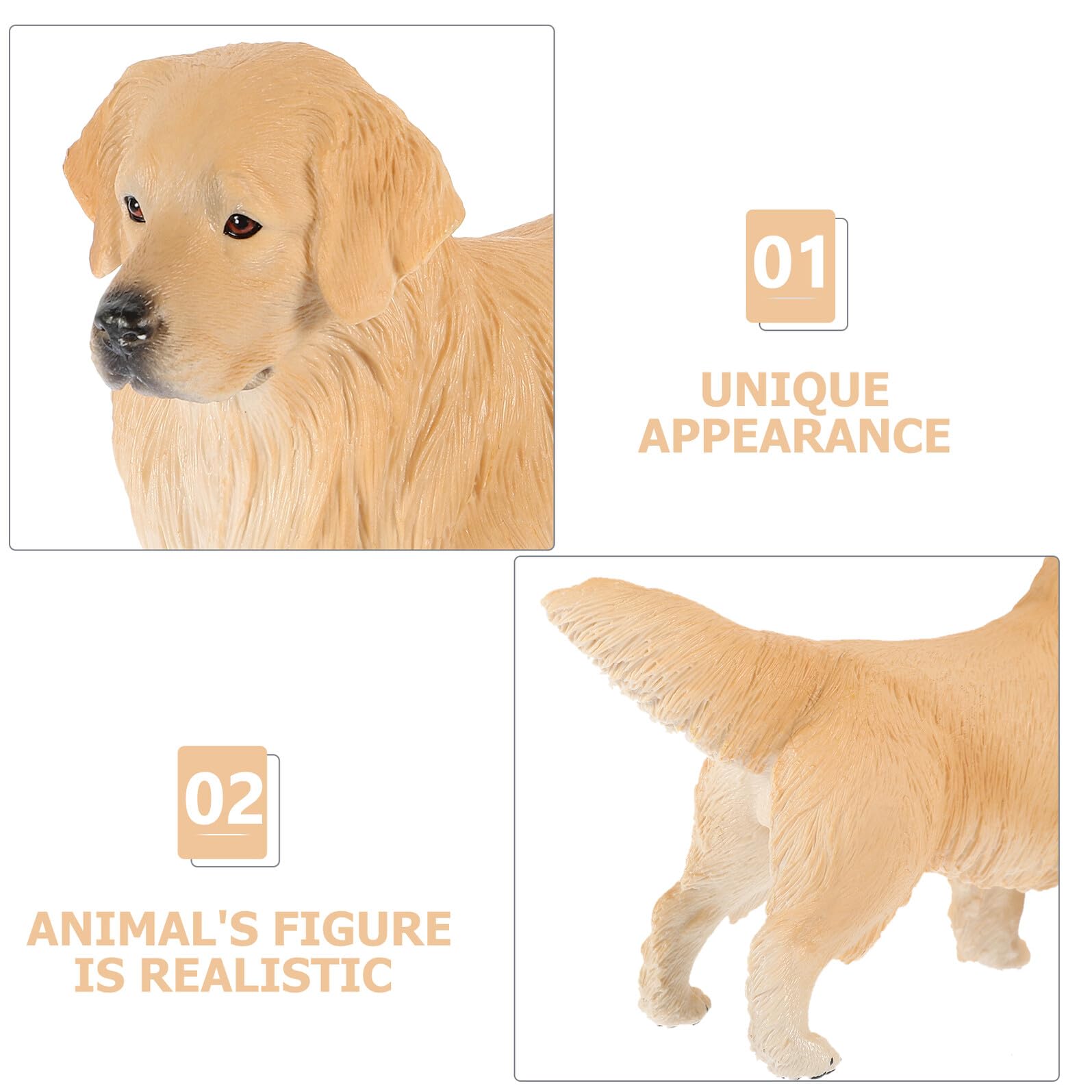 TOYANDONA Figura Decorativa per Bambini Golden Retriever in Plastica Beige, Giocattolo Animale Realistico come Regalo lo Sviluppo Precoce