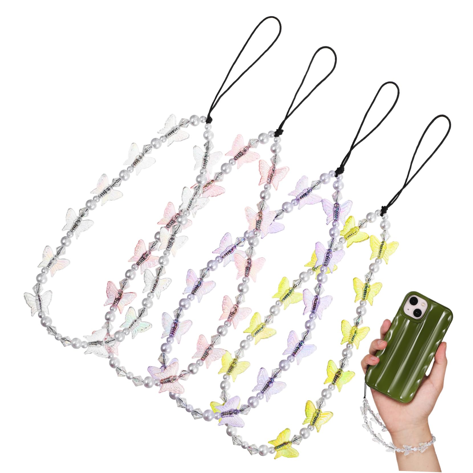 Cordón De Teléfono Móvil Con Abalorios Decoración De Teléfonos Mochilas 4 Piezas X 4