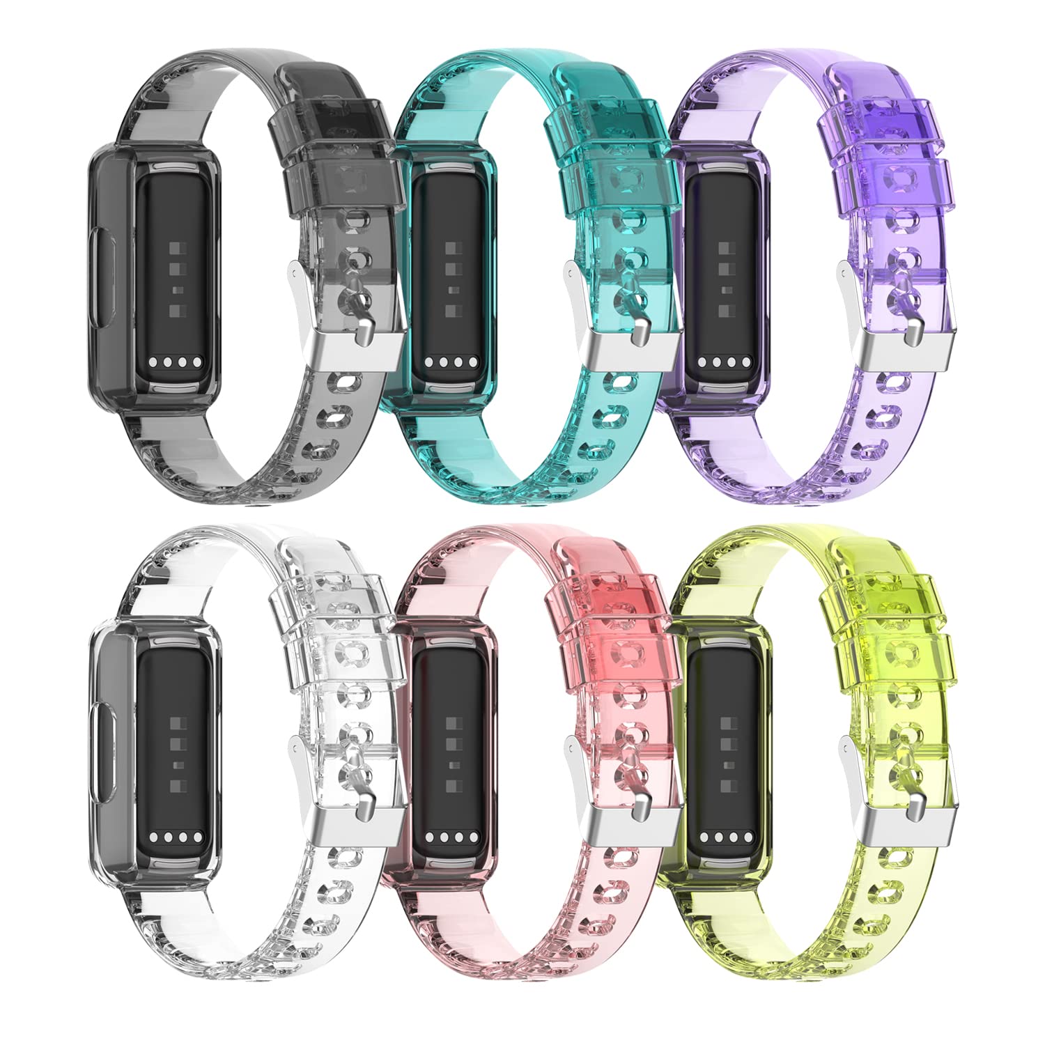 Compatible for Fitbit Inspire 3 Band for Women Men, Clear Wristband with Built-in Protective Case Replacement for Inspire 3 Fitness Tracker