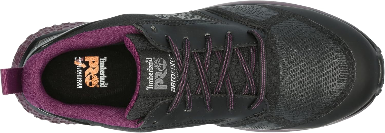 Timberland PRO Women's Reaxion Composite Safety Toe Industrial Athletic Work Shoe, Black/Purple-2024 NEW, 12