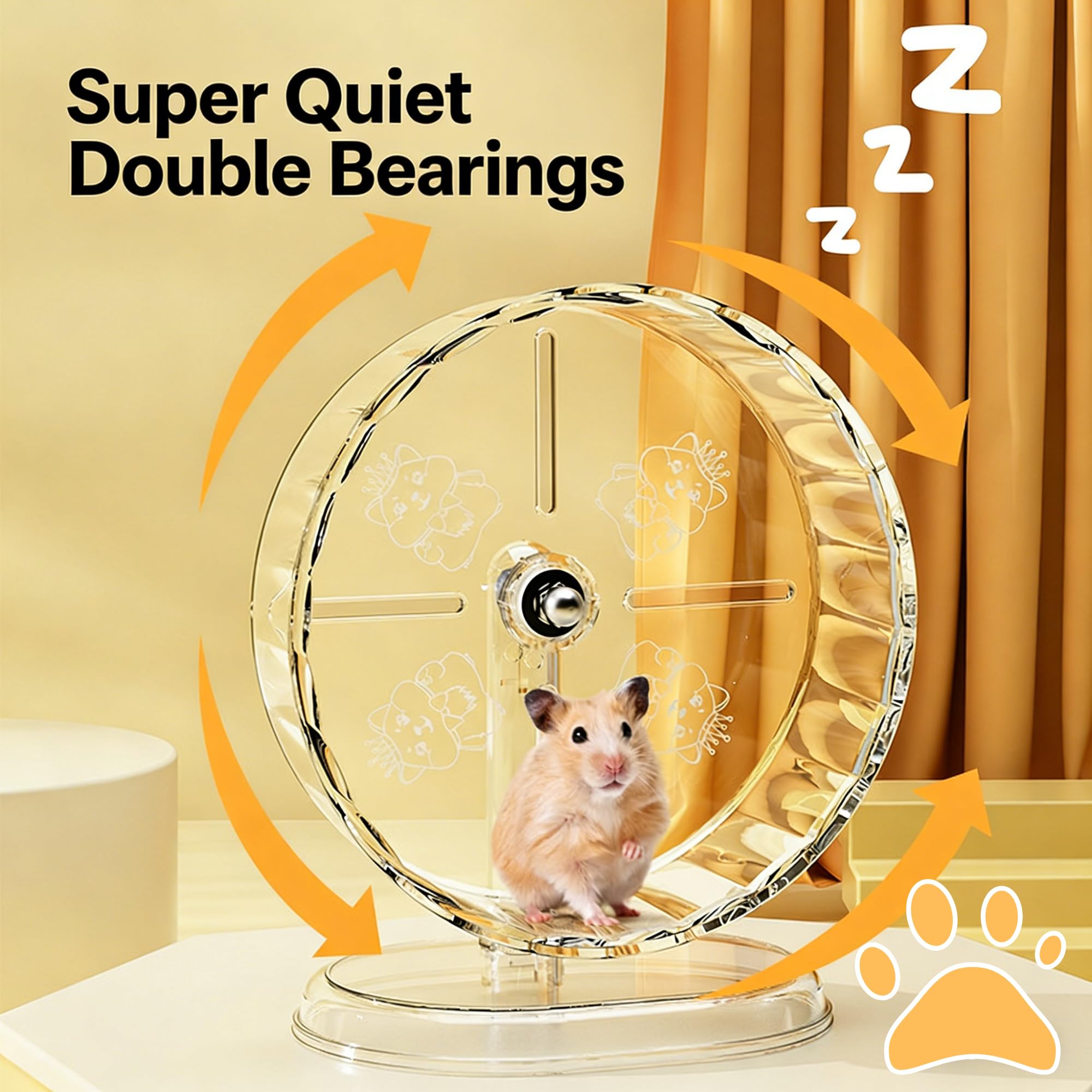 Silent Hamster-Wheel for Running Exercising 9.45 inches with Support Stand, Transparent Running Wheel with Base, Anti Skid Height Adjustable Easy to Clean (Large) - image 2