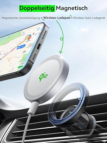 Miniatura 2 de THREEKEY Qi2 MagSafe - Cargador magnético para iPhone 171615141312 Series y Galaxy S25 Ultra, cargador inalámbrico Qi2 imanes de doble cara,