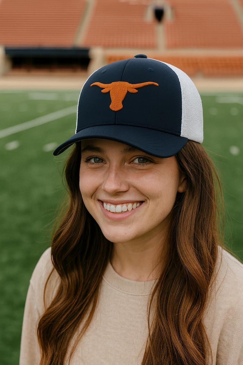 Officially Licensed Texas University Mesh Trucker Hat Classic Edition White/Black Primary Team Logo Adjustable Baseball Snapback MVP Sports Cap