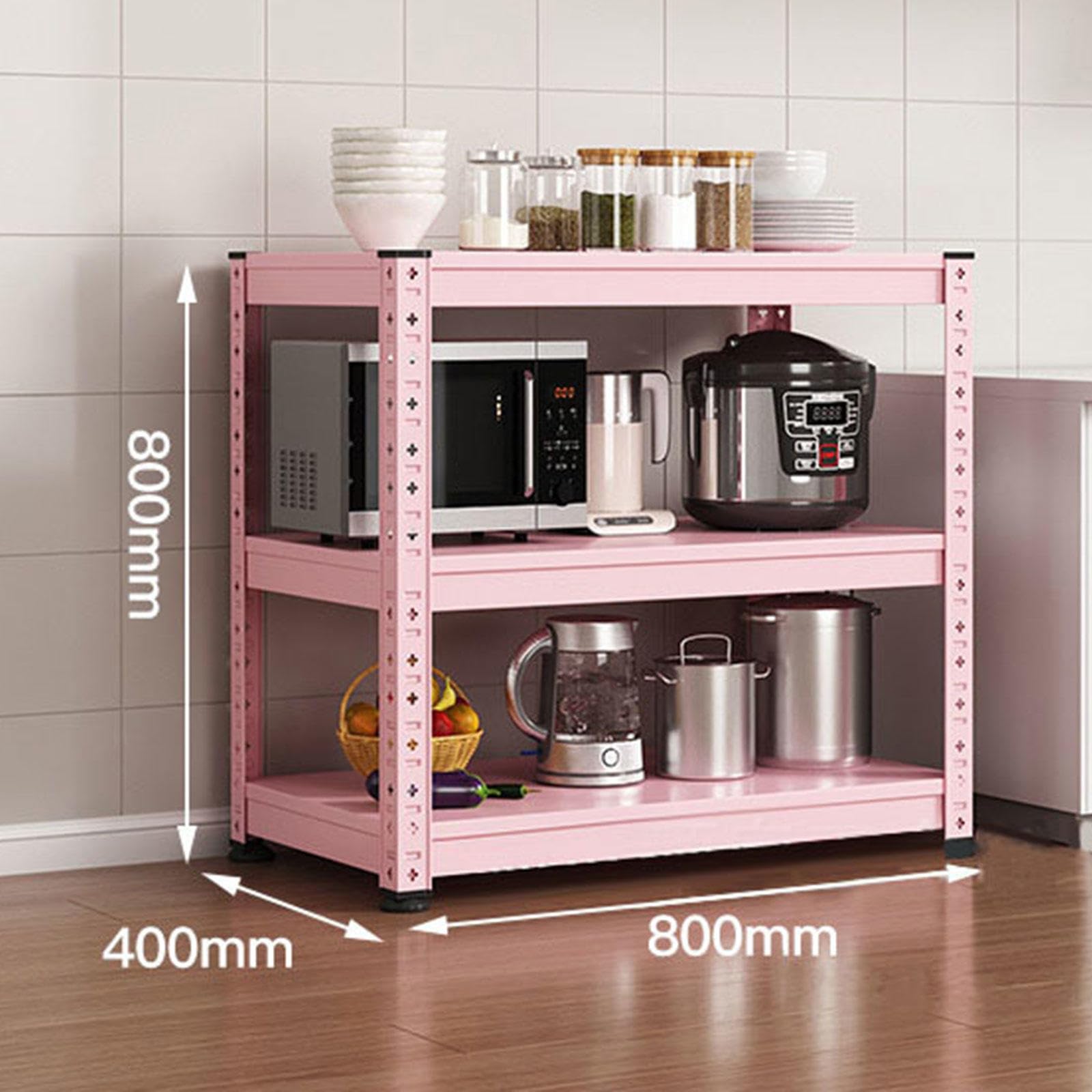Scaffale Multiuso in Metallo Resistente a 3 Livelli - Scaffale da Cucina autoportante e Regolabile, unità di scaffalatura in Stile Industriale per casa, Garage e Ufficio - 80 cm H x 40 cm L