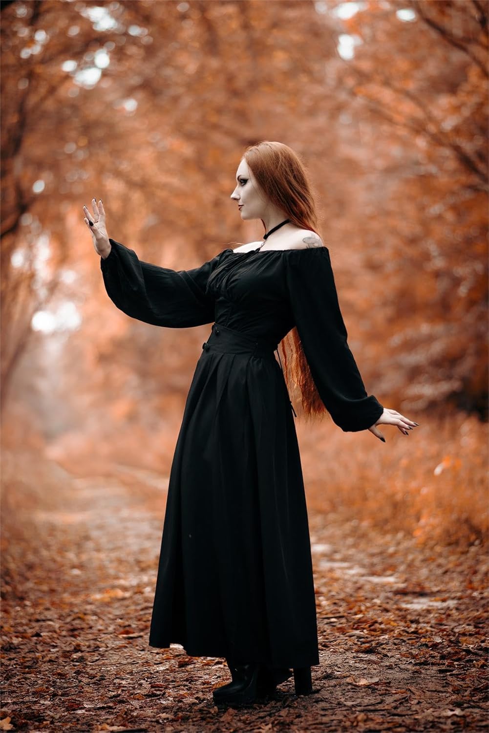 Scarlet Darkness Victorian Skirts for Women Renaissance High Waisted Long Skirt with Pockets - Image 6