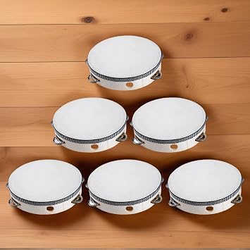 6 Pieces Percussion Musical Instrument 15cm Tambourine Wooden Hand Drum Mini Tambourine Drum For Yoga Church Meditation Party School Dance Game Home Recreational Gatherings