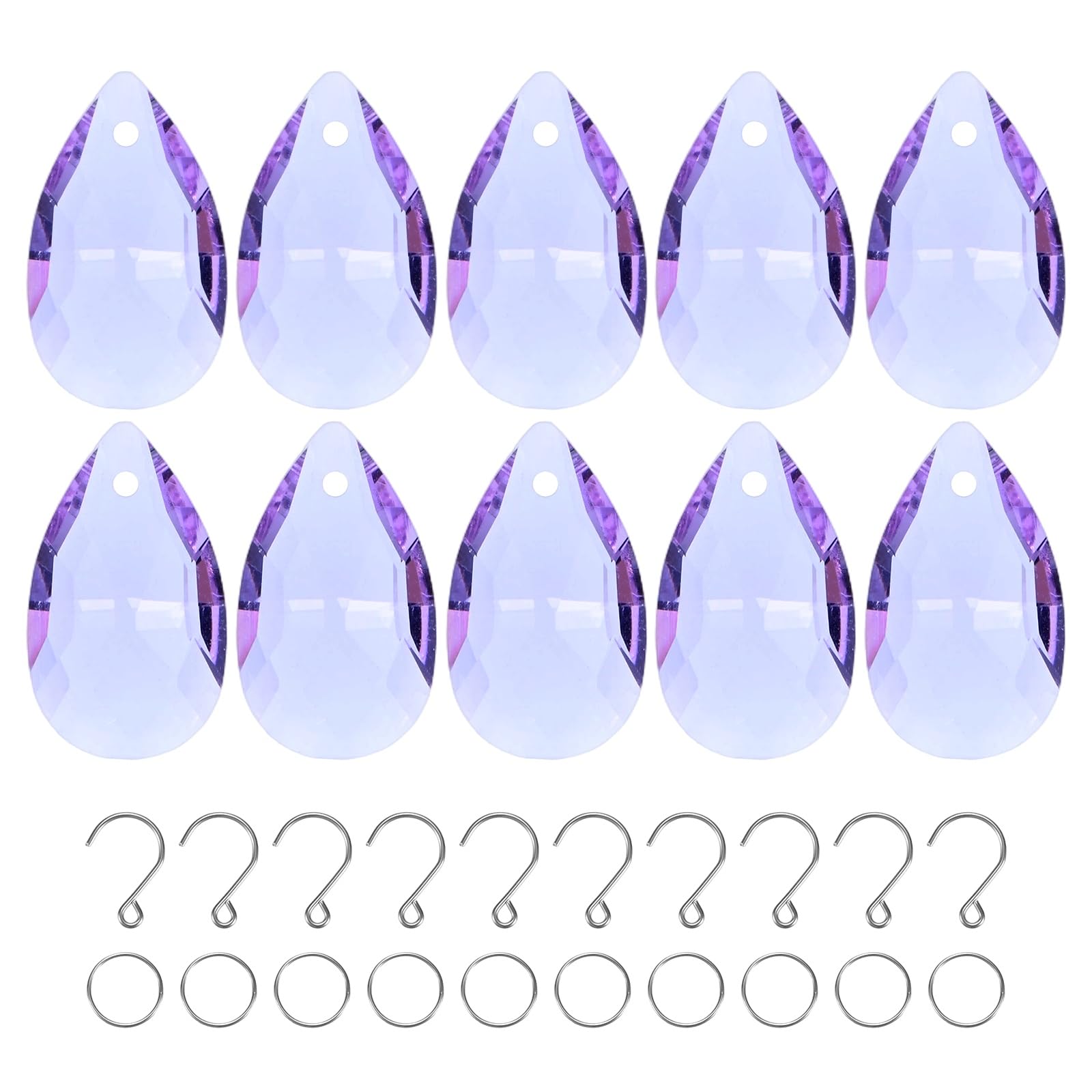 M METERXITY 10-Pack Crystal Grid Prisms, 30mm/1.18 Inch Chandelier Pendant Maker Hanging Crystals Chandelier Prisms for Home/Windows/Garden/DIY Decoration[Purple]