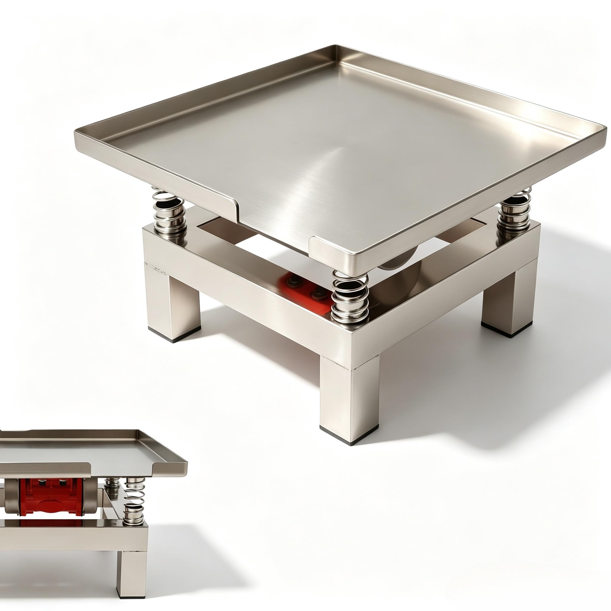 Tavolo vibrante in calcestruzzo, 35 x 35 cm, modello vibrante agitatore di gesso, tappetino in tessuto, in acciaio inox, con vibrazione, piccolo banco di prova vibrante, in acciaio inox