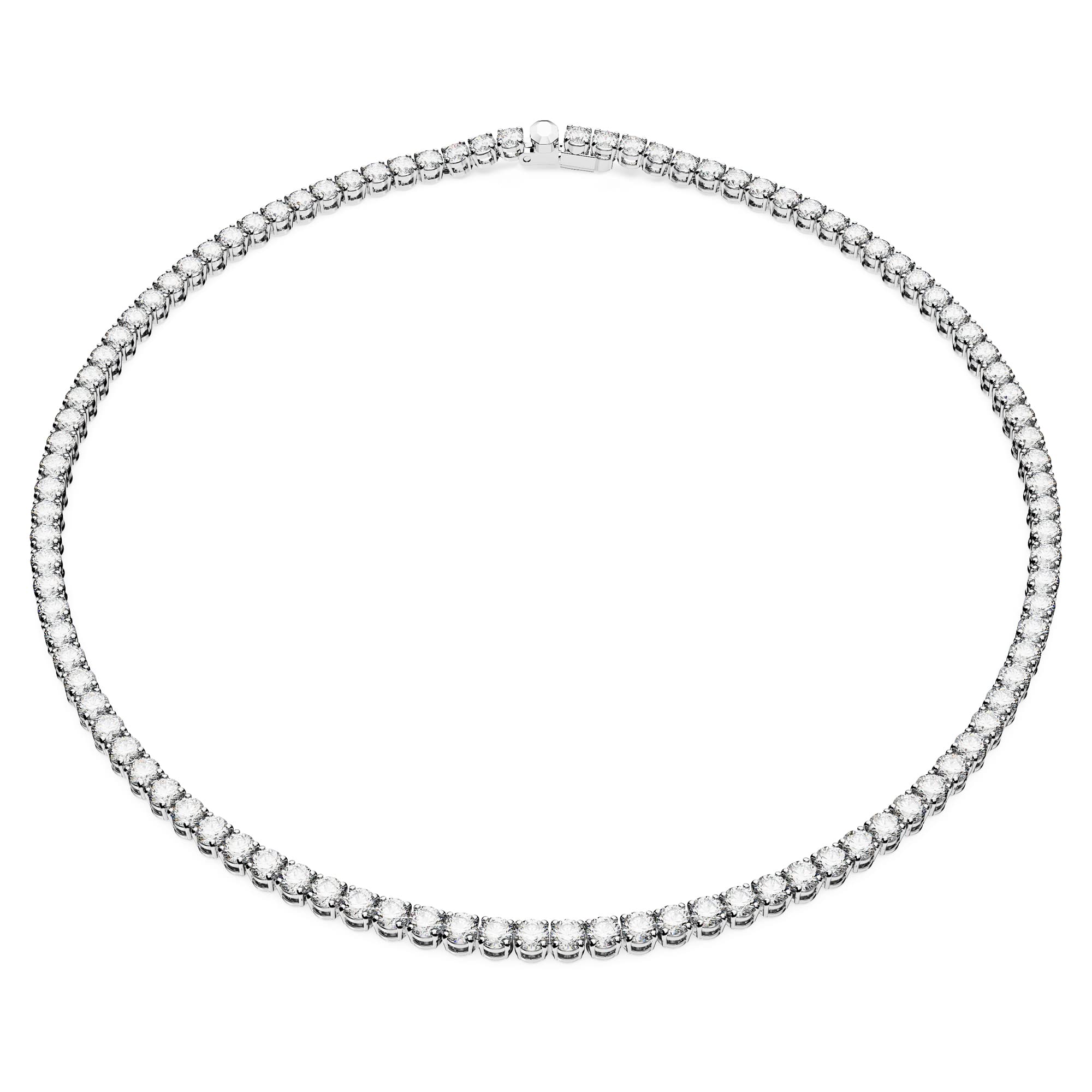 SwarovskiMatrix Tennis - Juego de collar y pendientes de tuerca, cristales blancos de corte redondo en un entorno chapado en rodio, de la colección Matrix
