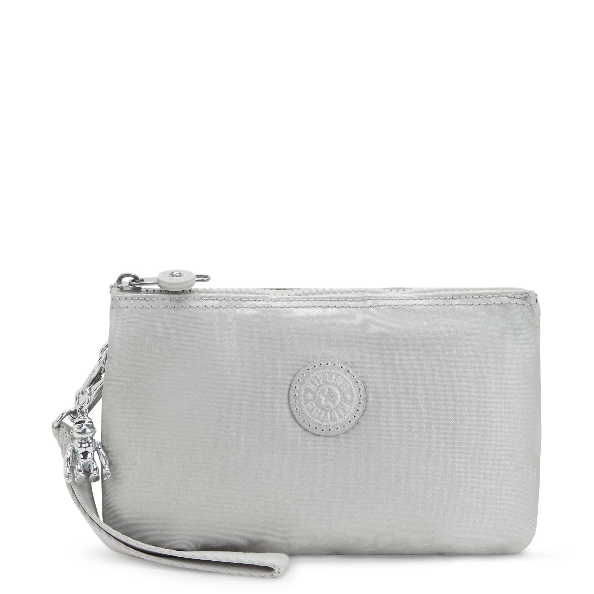 Kipling Womens Creativity Extra Large Wristlet, Versatile Cosmetics Kit, Lightweight Travel Organizer Wallet, Bright Metallic, 8.5 L X 5.25 H X 1.5 D US