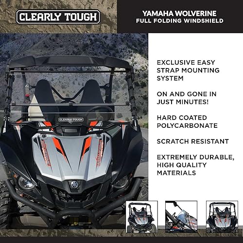 Miniatura 2 de Clearly Tough Yamaha Wolverine LEXAN¨ Parabrisas resistente a los arañazos UTV, Completo
