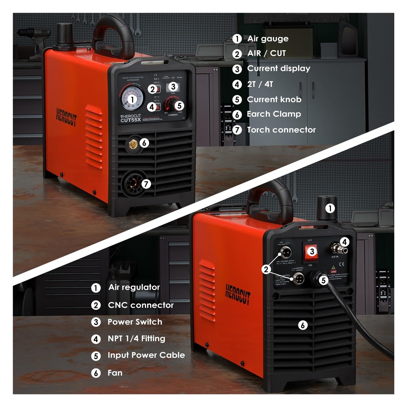 Przecinarka plazmowa, Przecinarka plazmowa CNC HeroCut CUT55X 55 A 220 V Maszyna do cięcia plazmowego Non-HF IGBT może współpracować ze stołem do warsztatów DIY i domowych