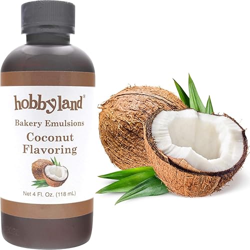 Hobbyland Emulsiones de panadería (sabor a coco, 4 onzas líquidas), emulsión para hornear de coco, hechas en pequeños lotes.