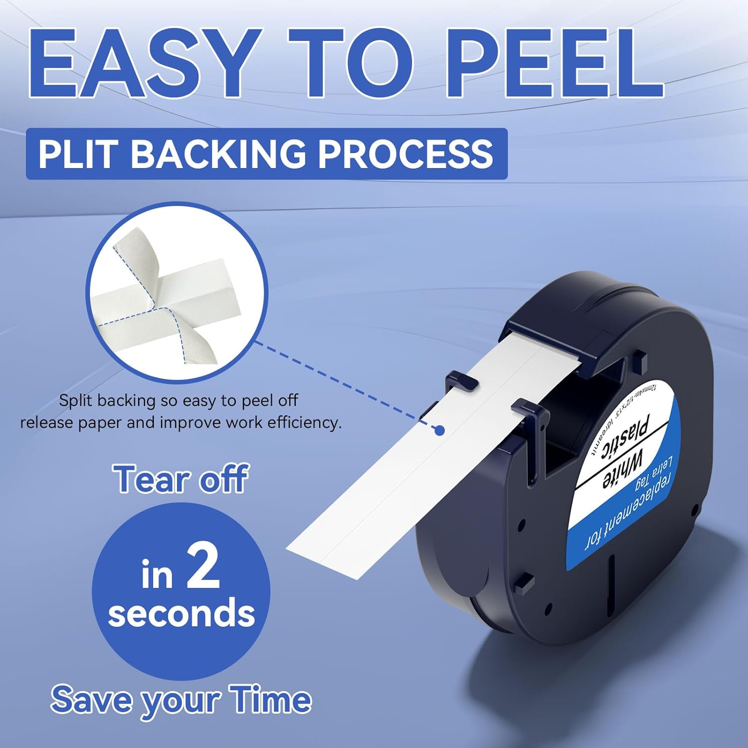 Compatible with Dymo Letratag Refills 91201 91331 S0721660 Label Maker Tape White Plastic 12mm x 4m 1/2" x 13', Work with Dymo Letra Tag LT-100H LT-100T Plus 200B QX50 XR XM 2000 - Image 3
