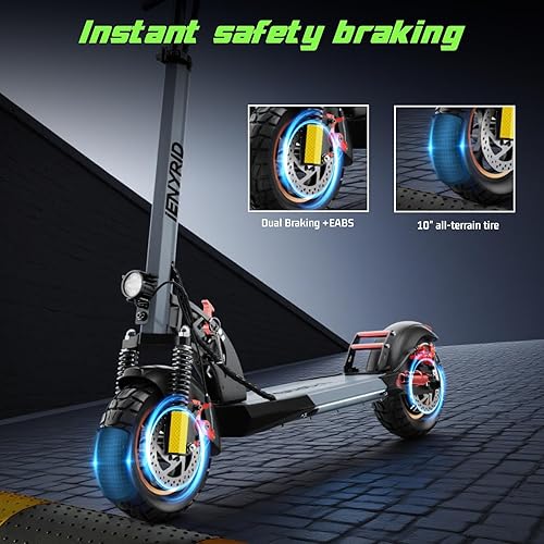 Miniatura 4 de Patinete eléctrico A1 para adultos, motor alto de 800 W de hasta 28 MPH y 22-25 millas de largo alcance, neumáticos todo terreno de 10 pulgadas,