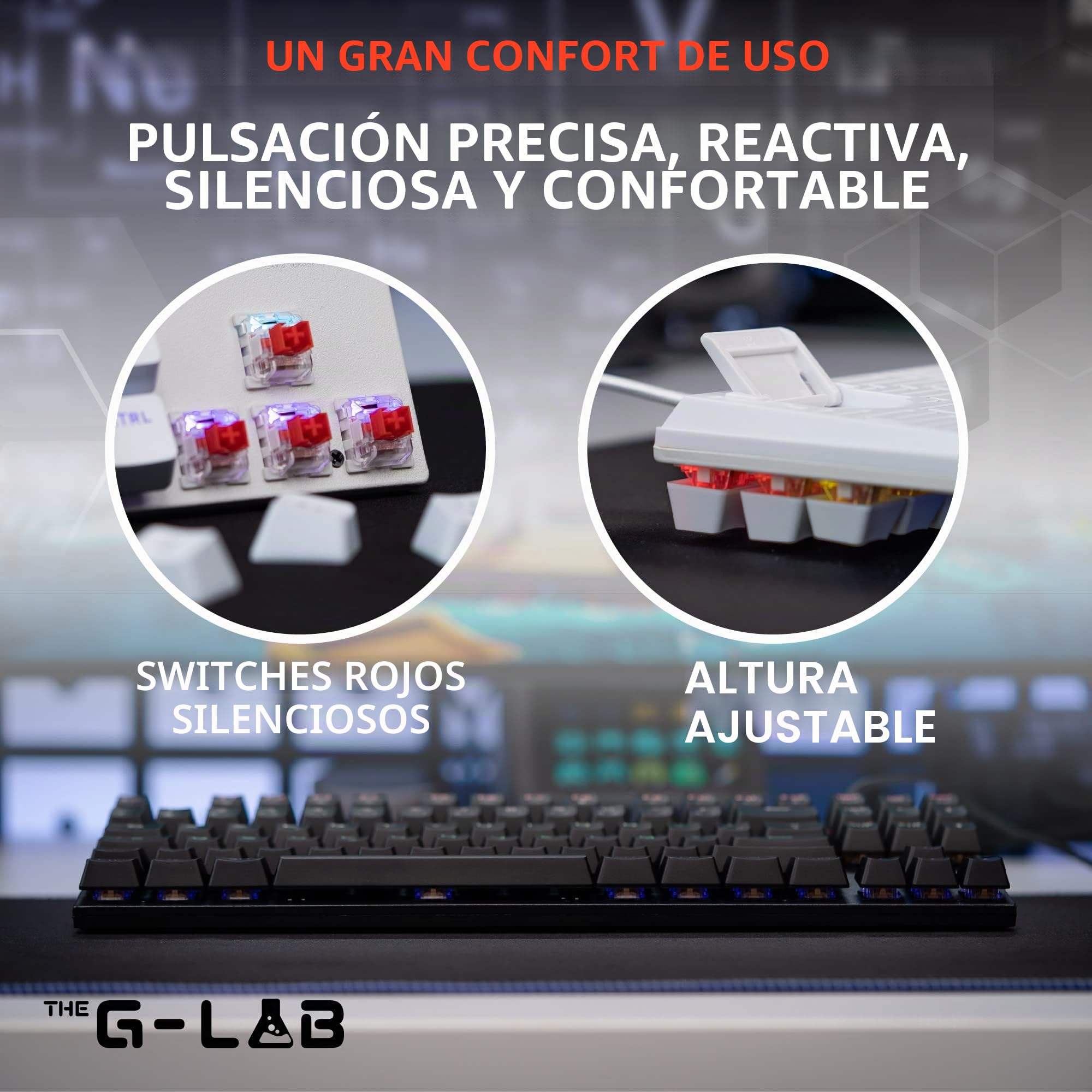 The G-Lab Clavier Gaming Mécanique TKL Switch Red - Effets de rétroéclairage - Noir