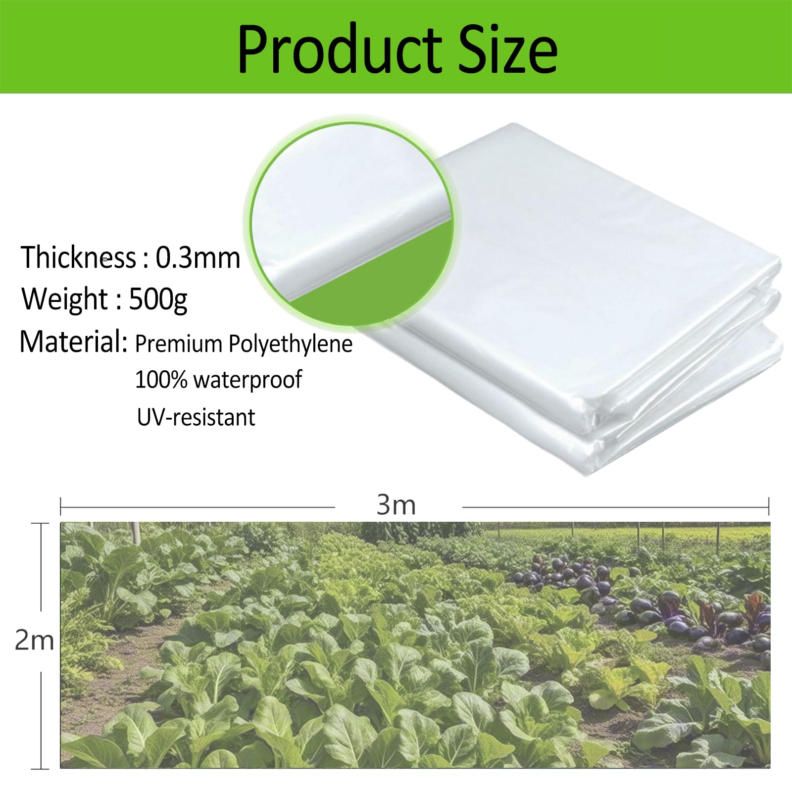 flintronic Folia z tworzywa sztucznego, przezroczysta folia szklarniowa, 2 x 3 m
