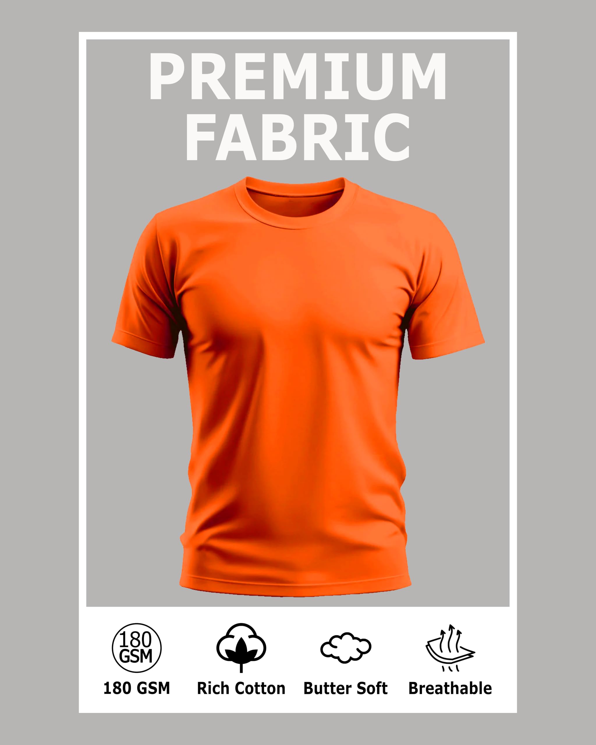 Caseria Men's Round Neck Cotton Half Sleeved T-Shirt with Printed Graphics - Ram Fighter (Orange, XXL) 3