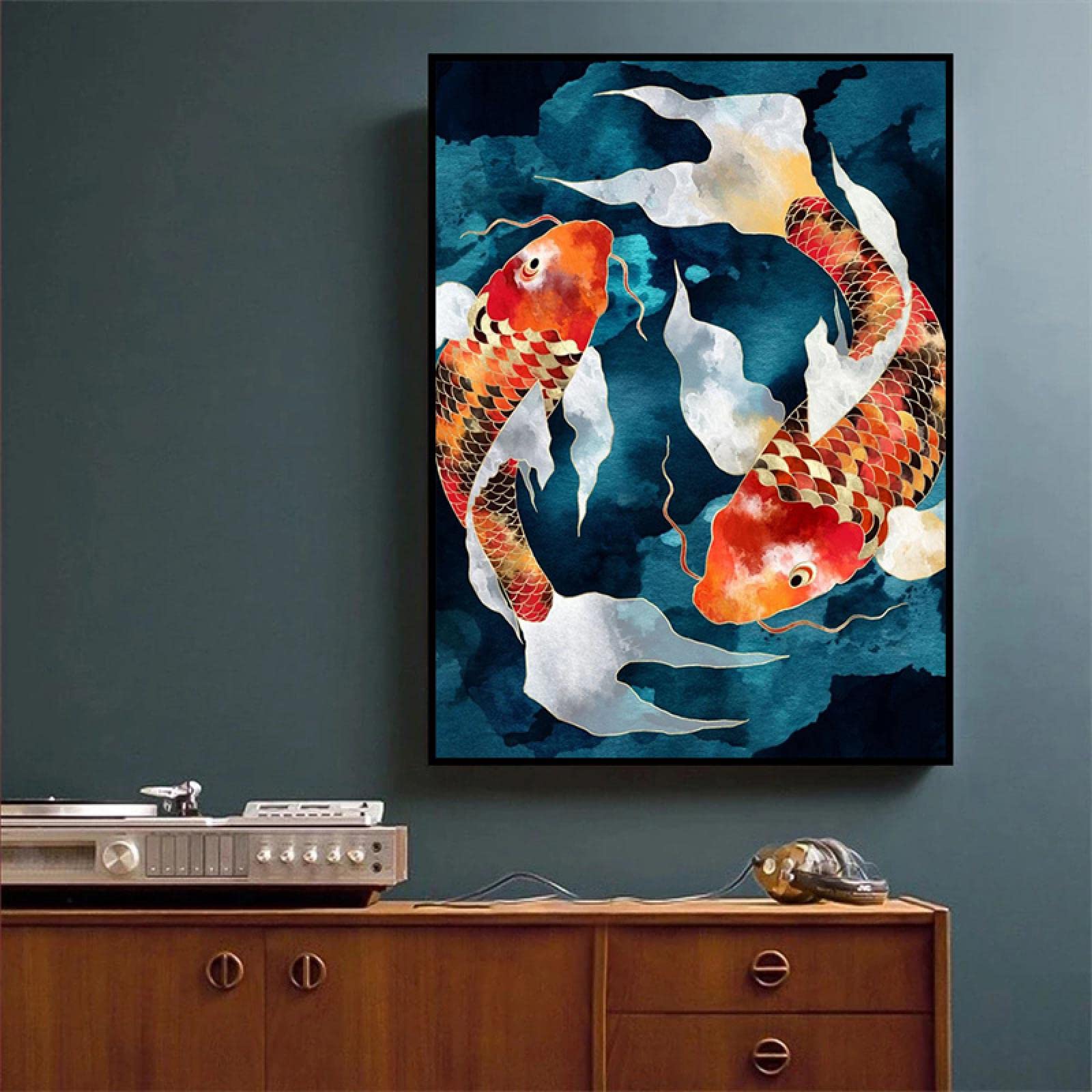 Amazon.co.jp: 抽象的な鮮やかな鯉のキャンバスの絵画カラフルな鯉