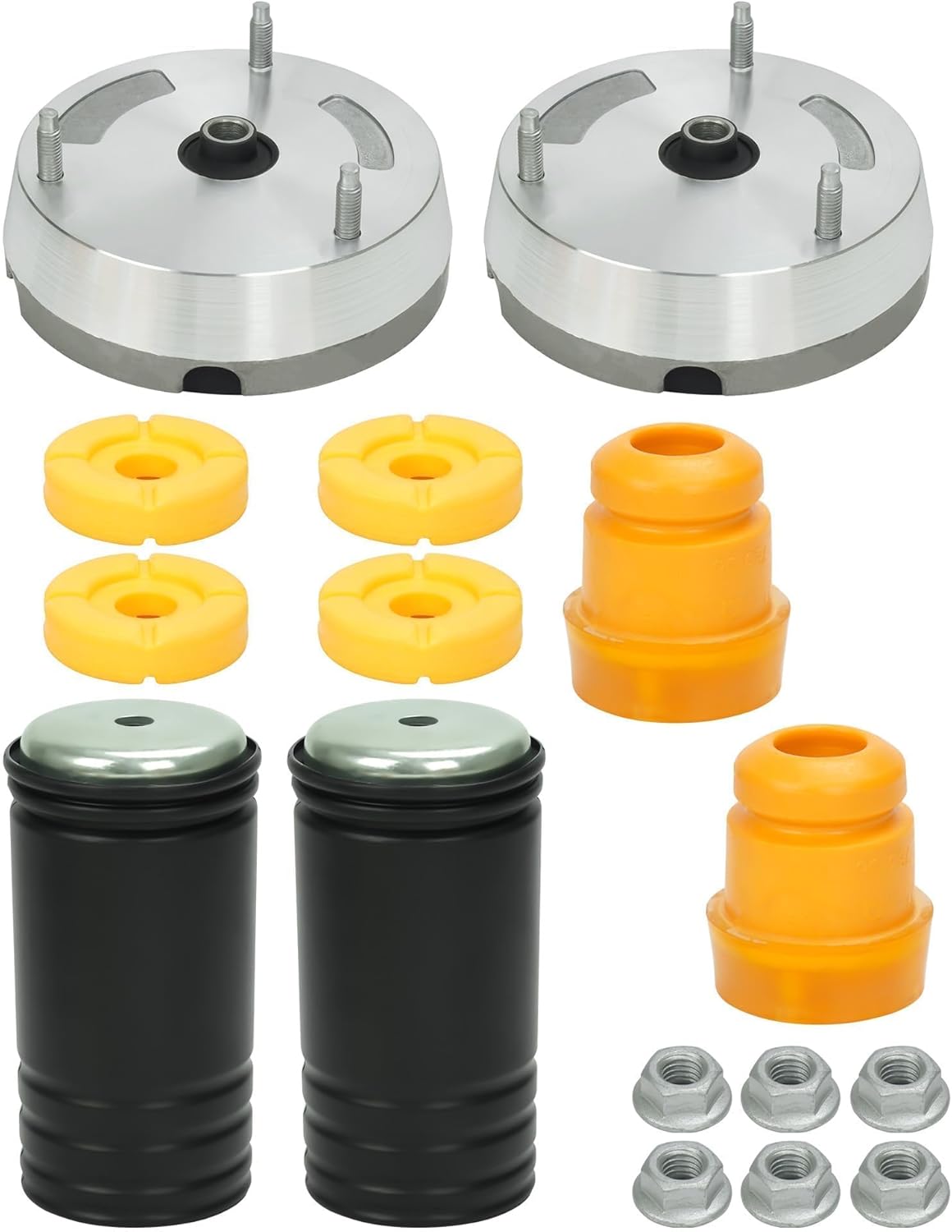 WayJun 12 Pcs Front Strut Shock Mount Support Upper Lower Bump Stop Kit Compatible with X5 E70 4.8i