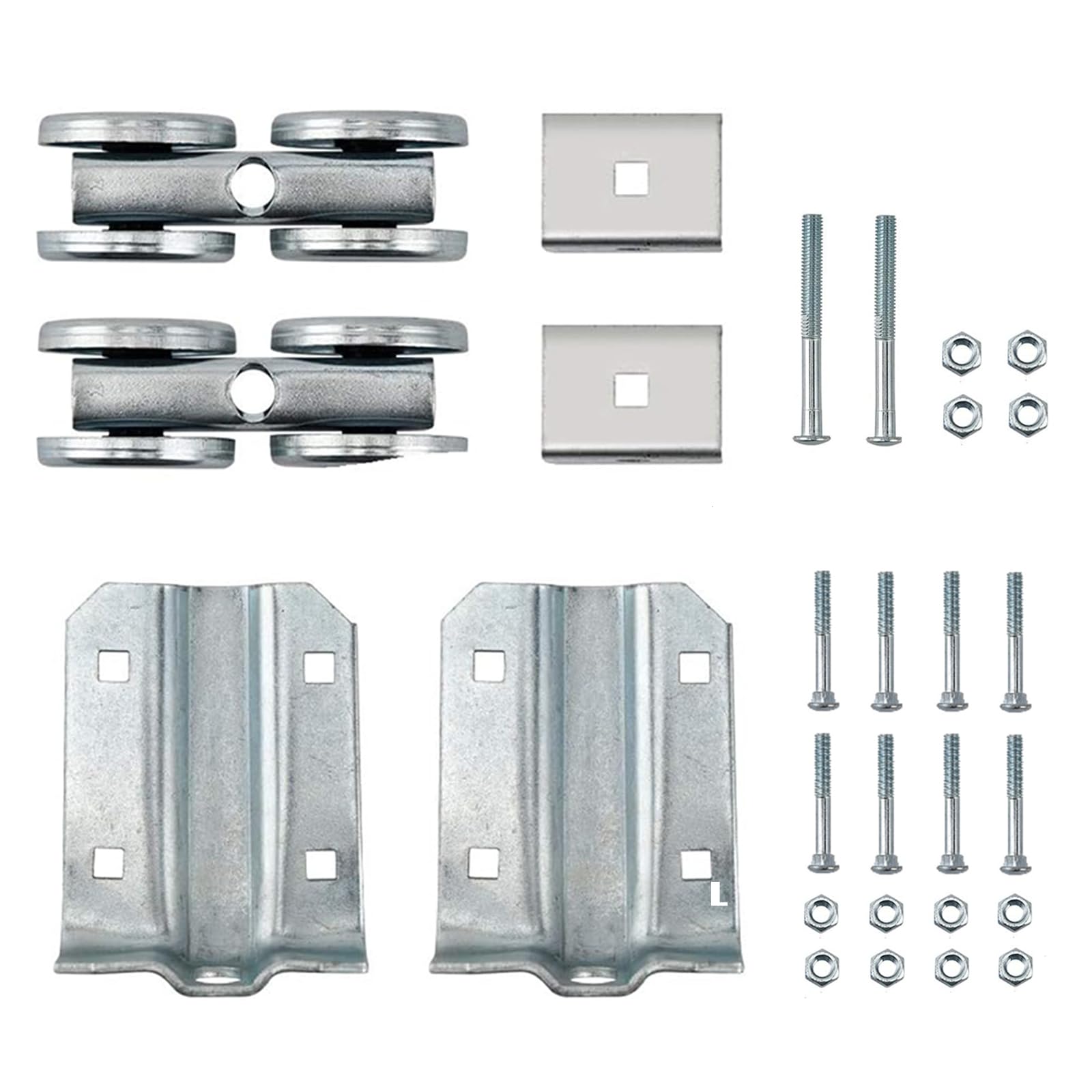 HOME MASTER HARDWARE Box Rail Hanger Kit 2 Set,Exterior Barn Door Hardware Kit,Each Rated Safe Working Load 225 lbs,Zinc Plated
