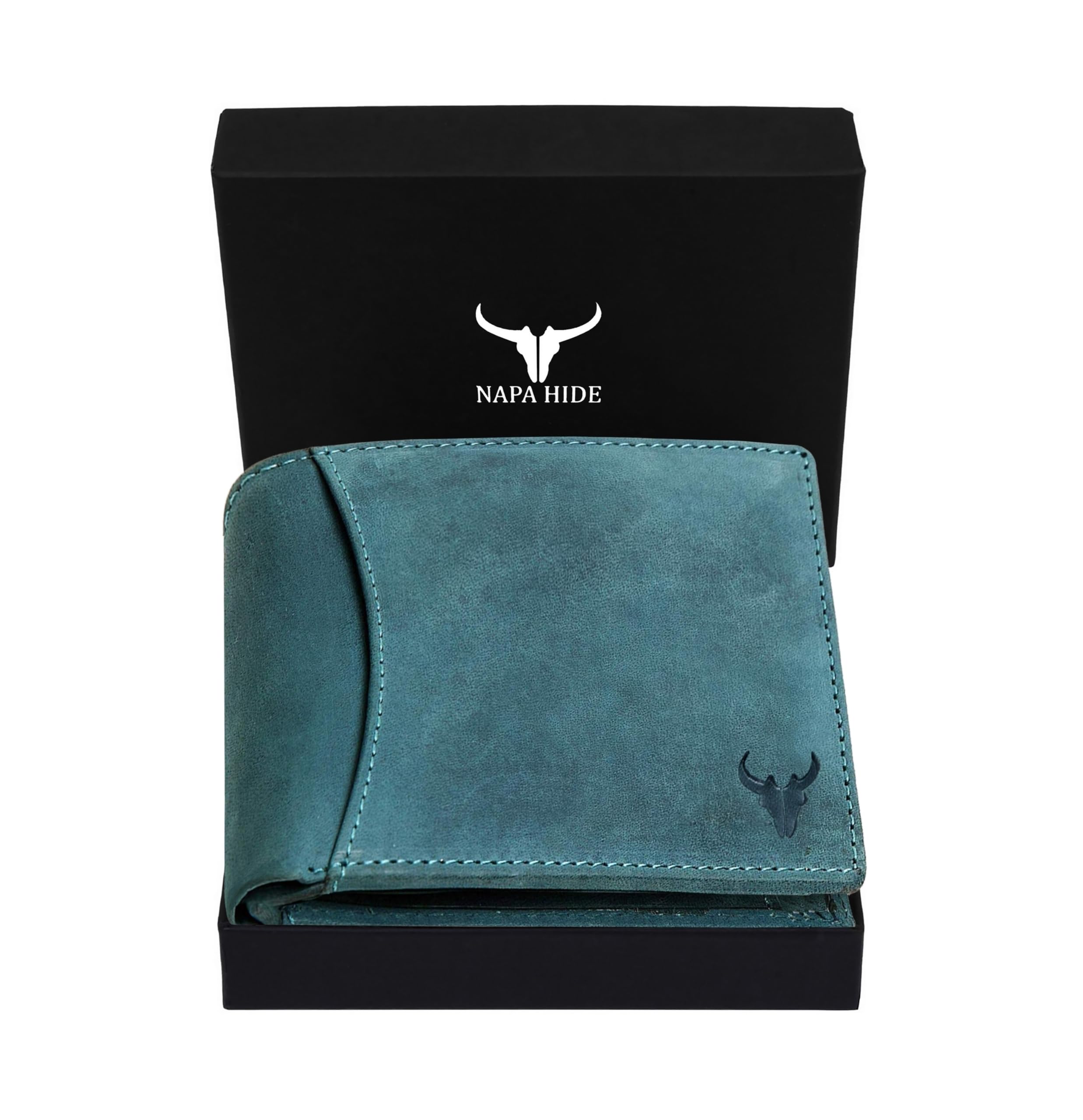 NAPA HIDE Black Leather Men's Wallet (NPH) (Blue HU)