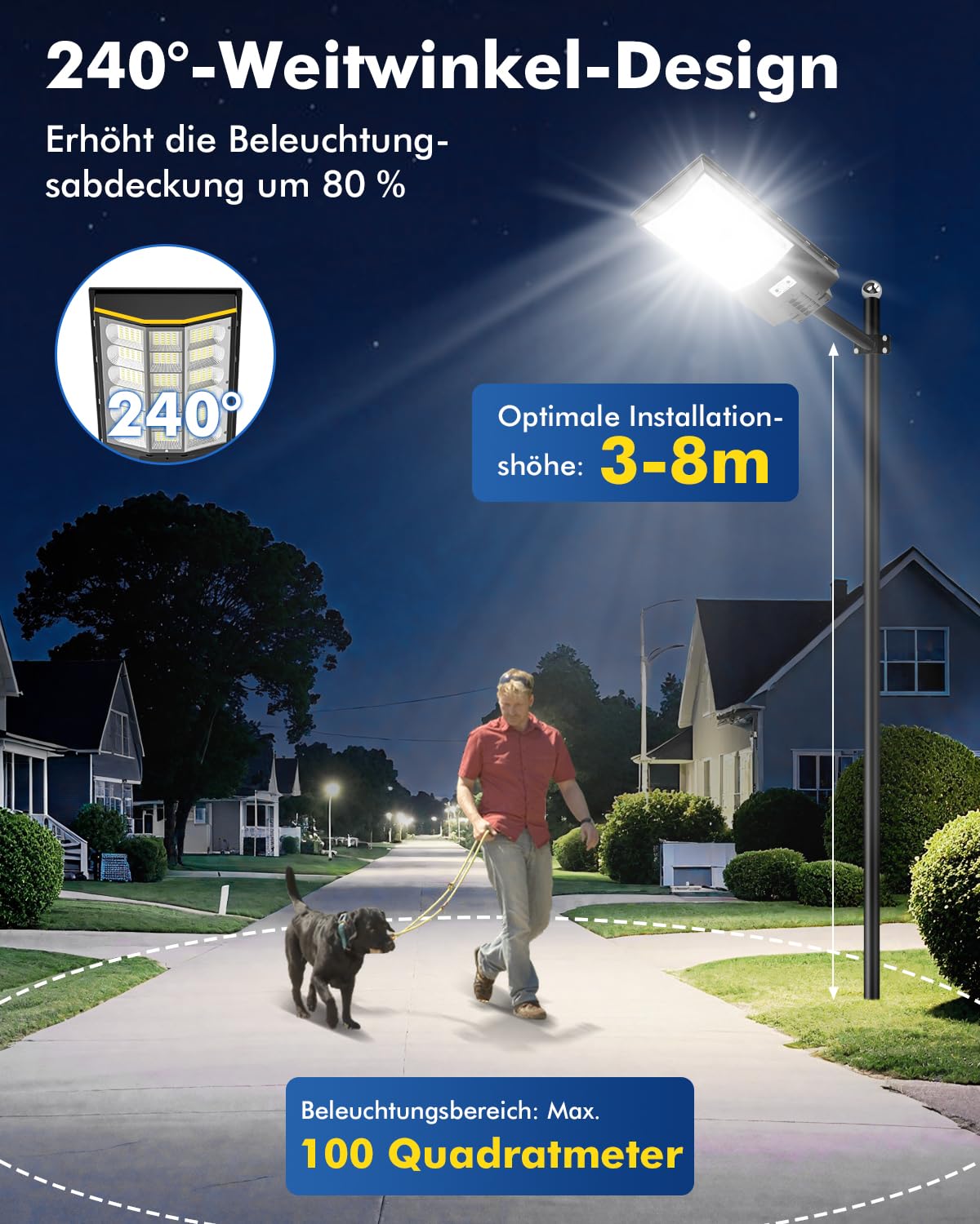 Bellany 600W Solar Straßenlaterne Solarlampen für Außen, 6500K Kaltweiß LED Strahler mit Bewegungsmelder,IP65 Wasserdichte Wandleuchte Bewegungssensor Solarleuchte für Graten Hof Garage Parkplatz Wege