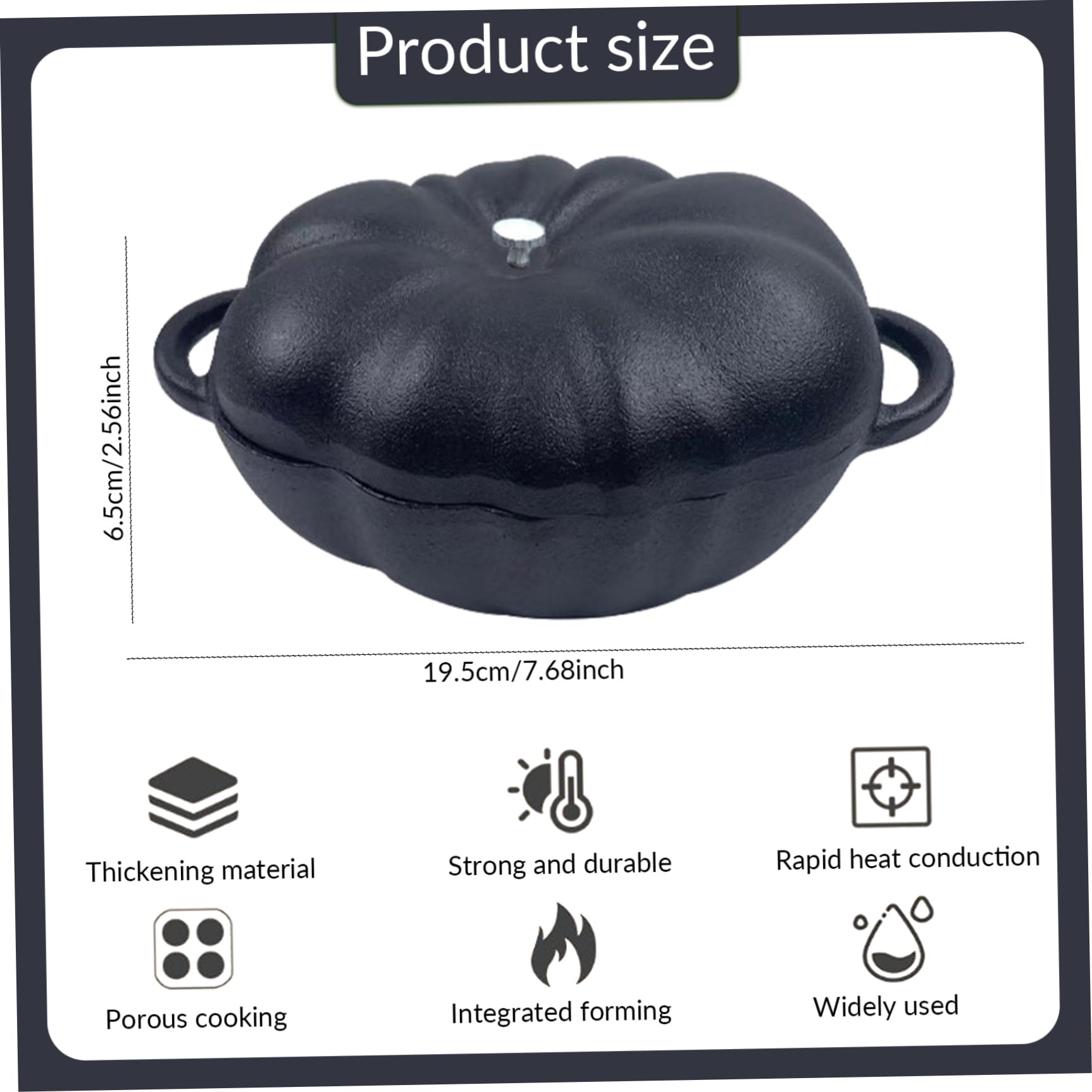 Faitout à citrouille | Marmite à citrouille, chaudron en fonte domestique non revêtu, marmite anti-brûlure avec couvercle multifonctionnel pour la cuisine, pique-nique en plein air, camping