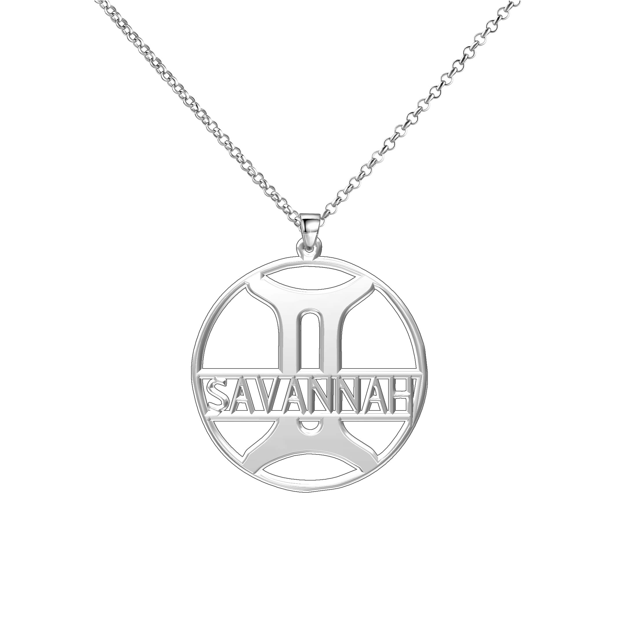 LoEnMe Jewelry Silver Plated Gemini 925 Sign Personalized Women Any Name Custom Letter Photo Catholi