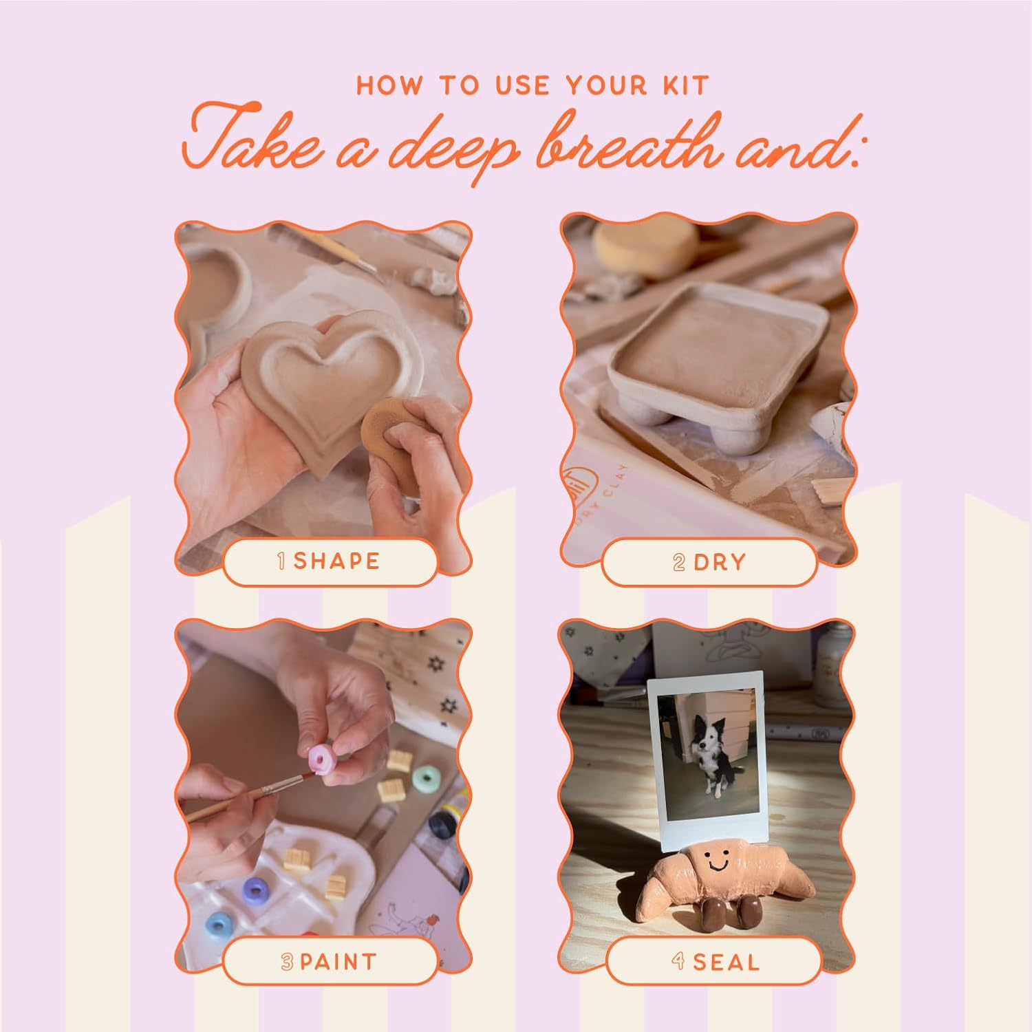 Muditation by Pinchit – DIY Air Dry Clay Pottery Kit for Adults – Complete Craft Gift Set with Tools, Paints & Guide – Beginner Friendly – No Kiln Needed – Unique Gift for Women