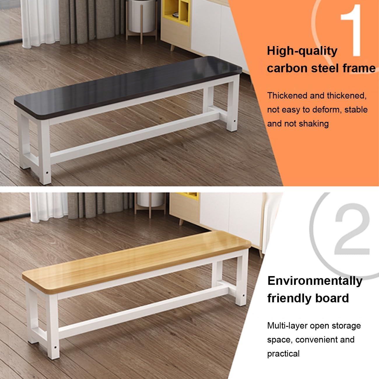 Farmhouse Indoor Kitchen Table Benches, narrow bench for entryway slim, Outdoor Wooden Bench, for Kitchen Dining Room Living Room Bedroom Entrance Mudroom, Black(Wood,100*35cm/39.4*13.8in)