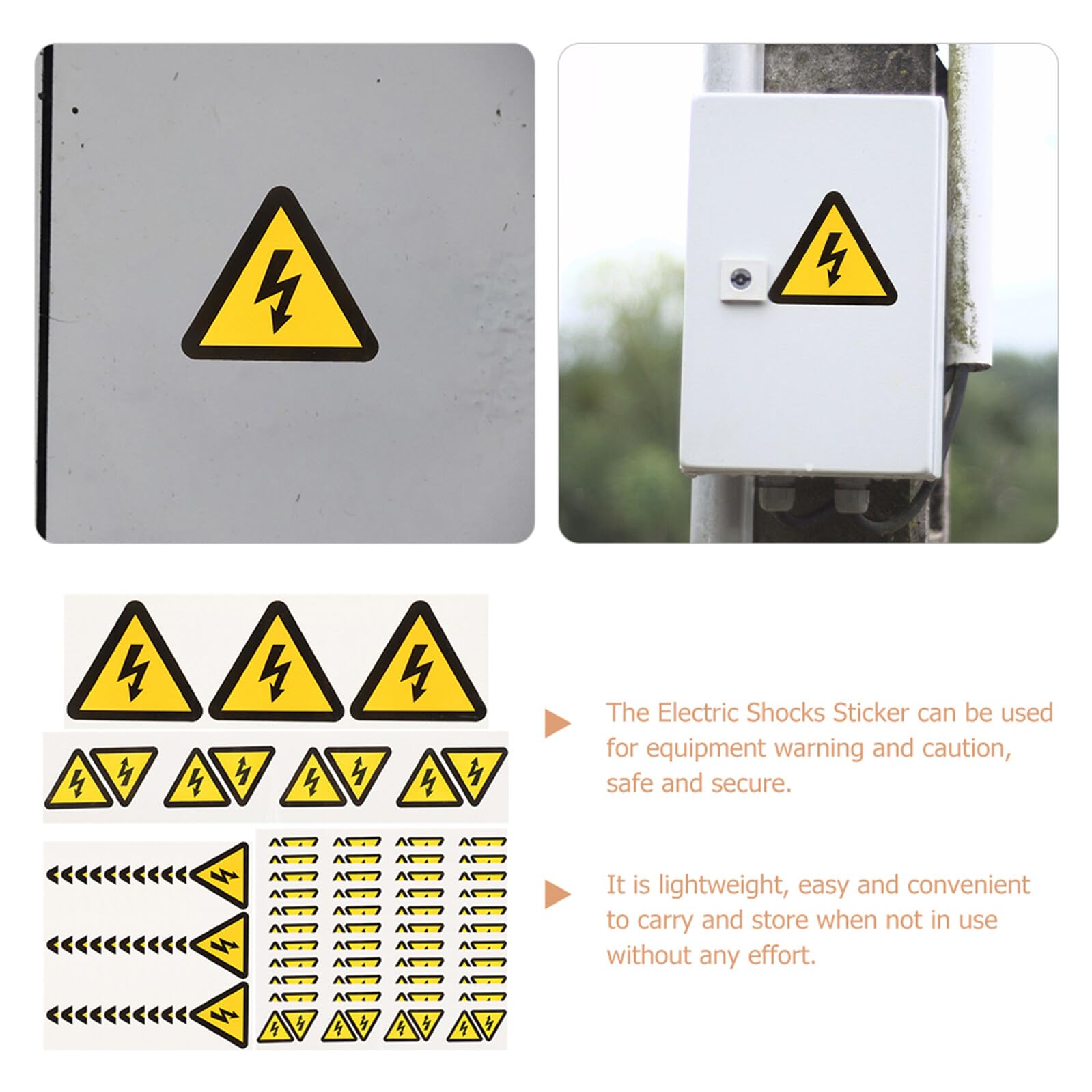 Autocollants D’avertissement Haute Tension Jaunes, 24 Pièces | Adhésif Autocollant, Triangle de Signalisation, Format Compact, Lot de 24