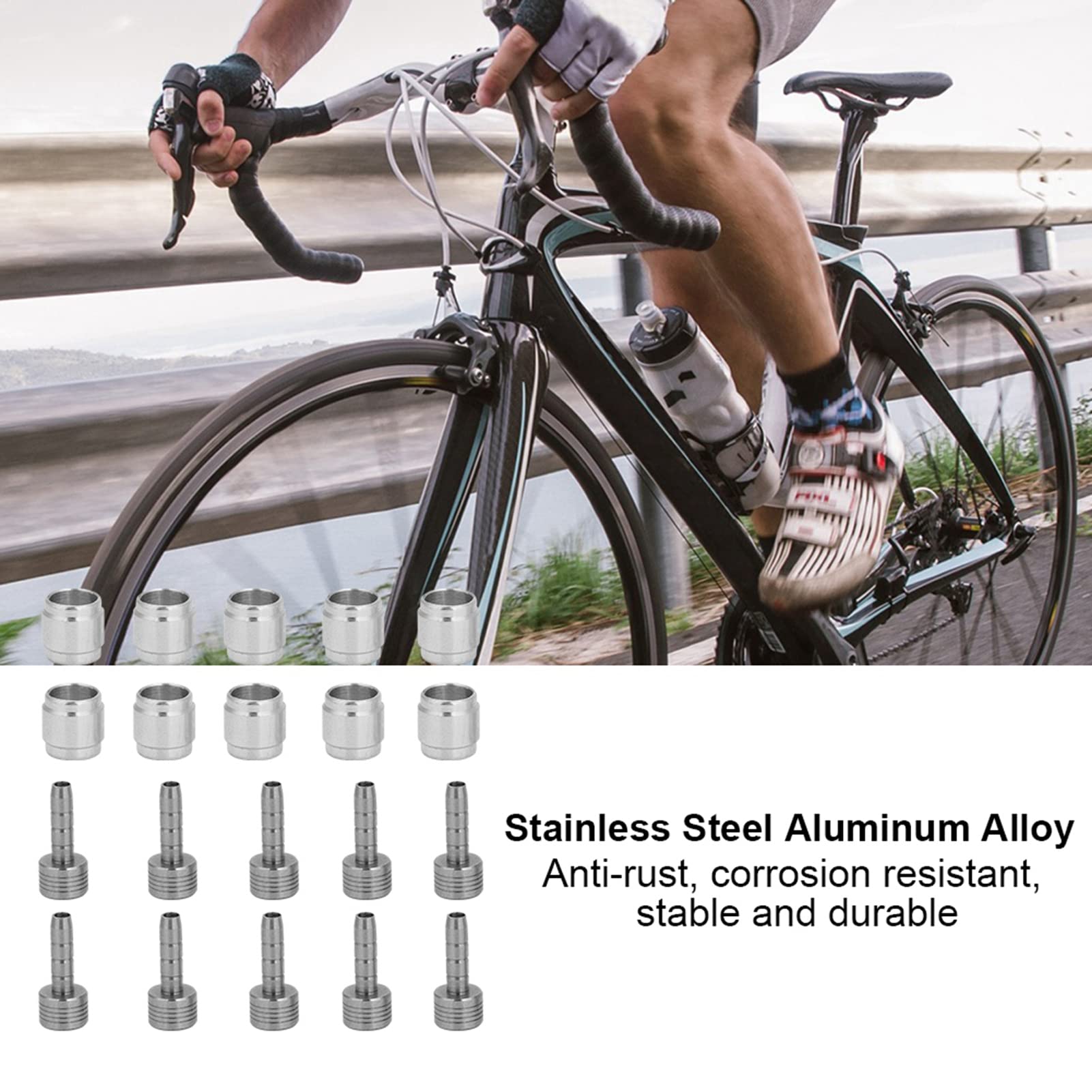 10 Set Brake Hose rt, Hydraulic Disc Brake Hose Olive Connector rt, Press in Olive Tip Stainless Steel Oil Needle for Replacement Part