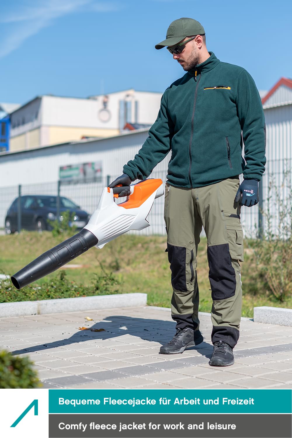 ACE Giacca in pile da uomo - calda giacca outdoor senza cappuccio per uomo - zip a tutta lunghezza e tre tasche