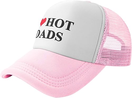 I Love Hot Dad Trucker Hat - Gorra de béisbol deportiva estilo hip-hop, unisex, talla ajustable