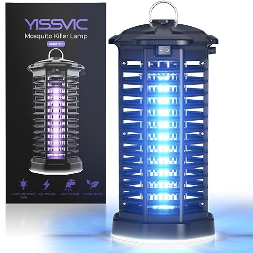 YISSVIC Bug Zapper Outdoor Indoor Waterproof Electric Mosquito Lamp Fly Zapper Killer Effective 4200V Plug in for Home Patio Office Courtyard (One-Light Control Bug Zapper)